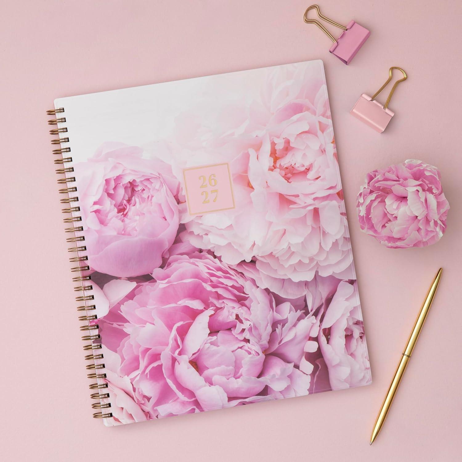 imageBlue Sky Rachel Parcell 20262027 Weekly and Monthly Academic Year Planner Calendar July 2026 June 2027 5 x 8 Flexible Cover Wirebound Laminated Tabs Storage Pocket Includes Stickers PeonyPeony 20262027