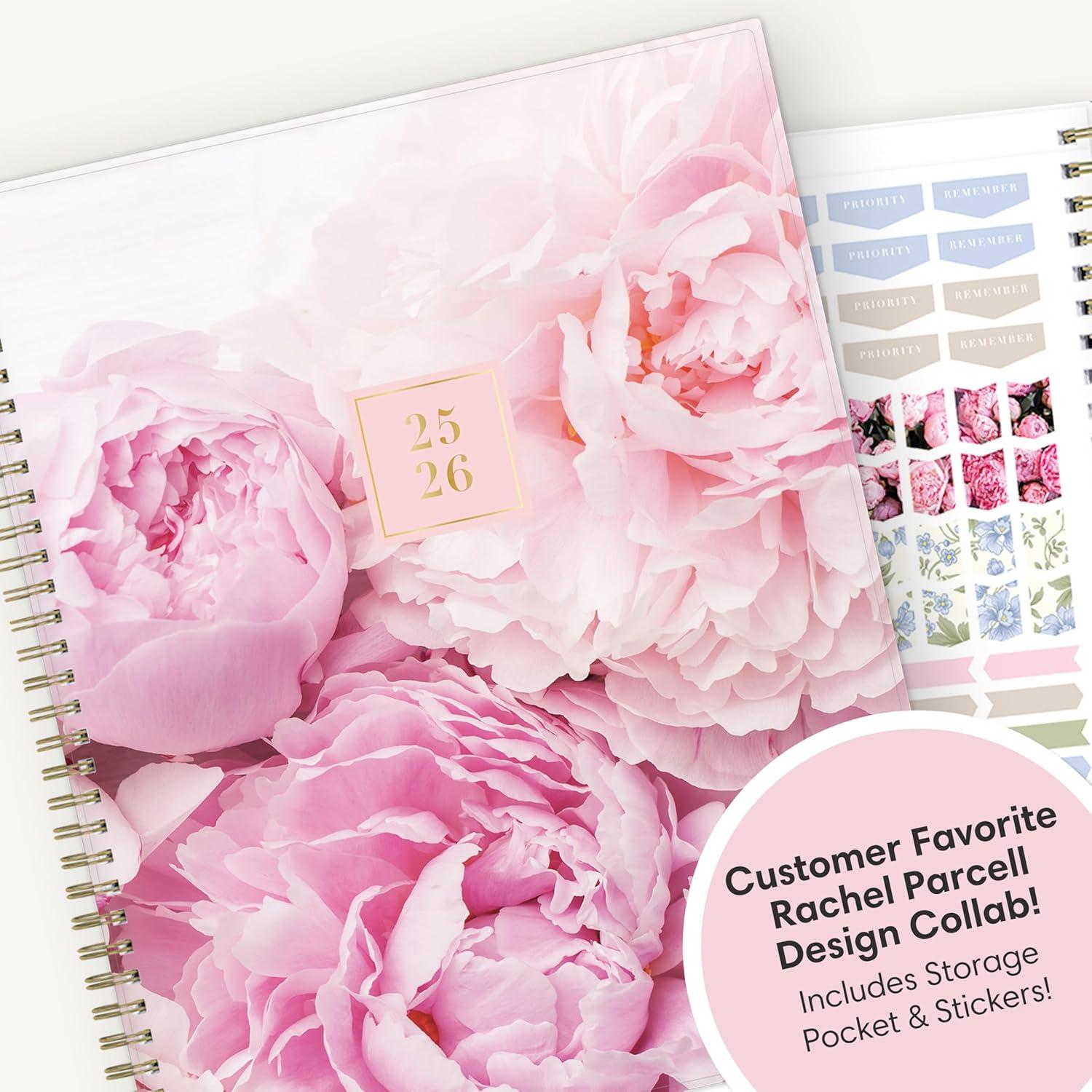 imageBlue Sky Rachel Parcell 20262027 Weekly and Monthly Academic Year Planner Calendar July 2026 June 2027 5 x 8 Flexible Cover Wirebound Laminated Tabs Storage Pocket Includes Stickers PeonyPeony 20252026