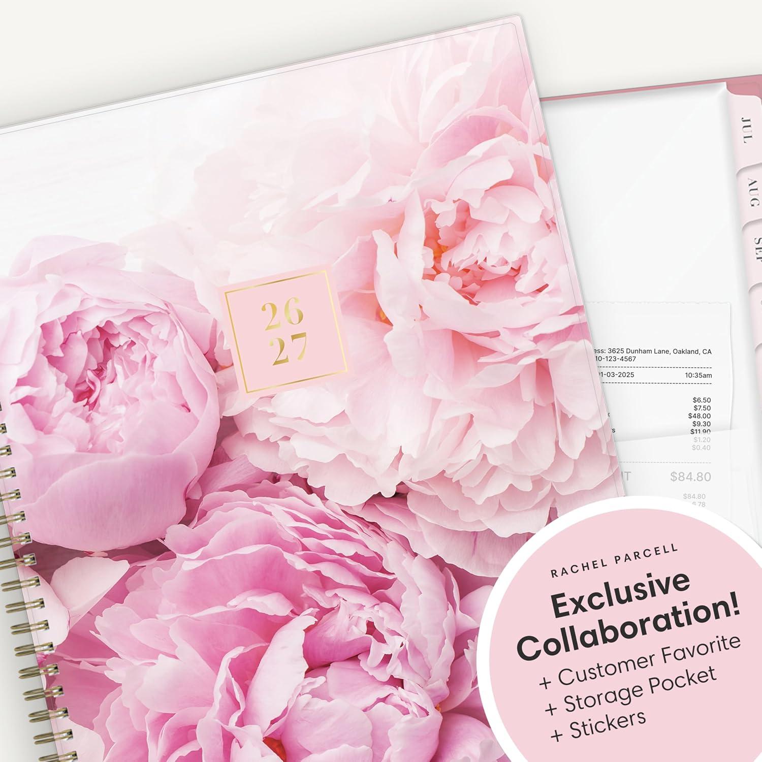 imageBlue Sky Rachel Parcell 20262027 Weekly and Monthly Academic Year Planner Calendar July 2026 June 2027 5 x 8 Flexible Cover Wirebound Laminated Tabs Storage Pocket Includes Stickers PeonyPeony 20262027