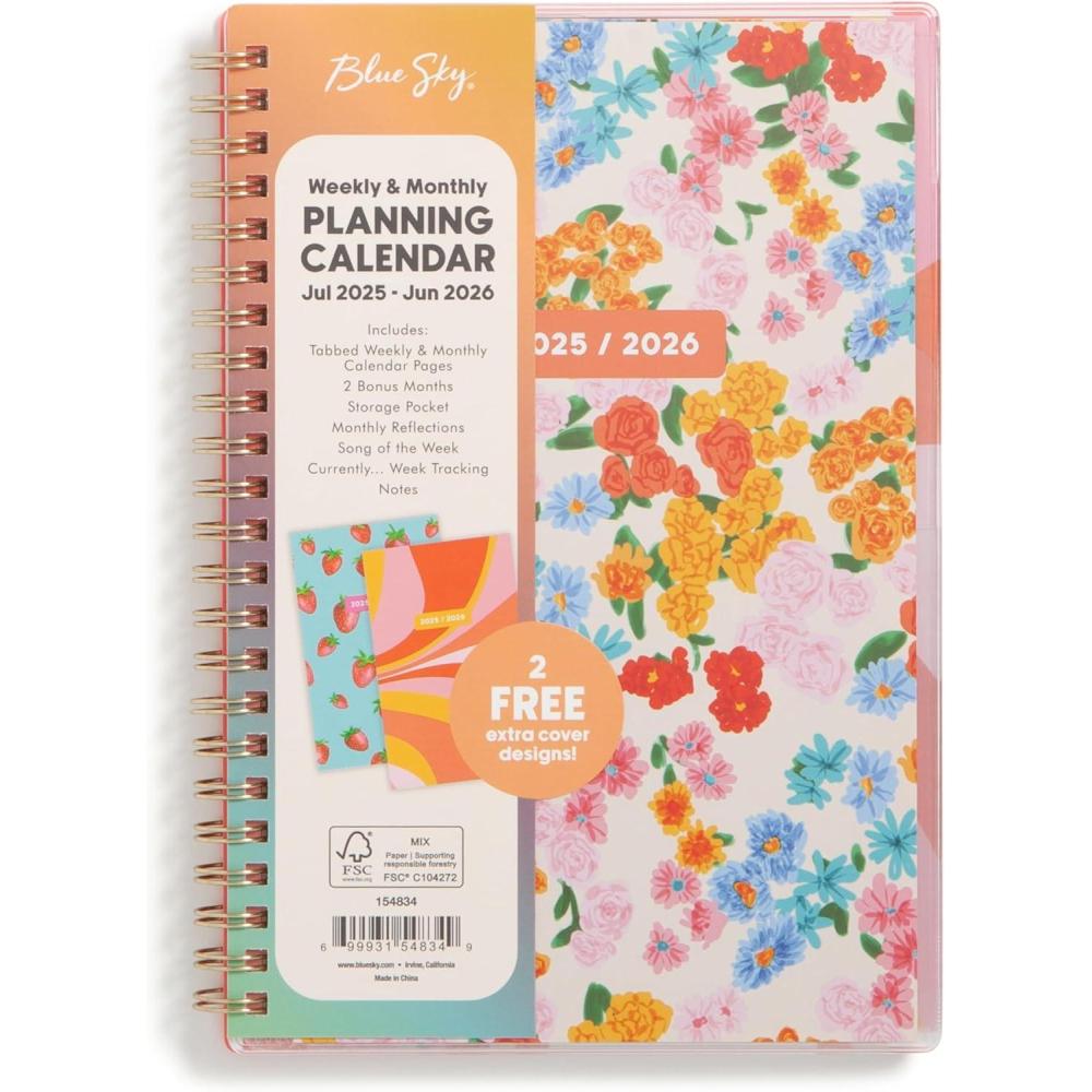 imageBlue Sky Gen Z 20262027 Weekly and Monthly Academic Year Planner Calendar July 2026 June 2027 5 x 8 Flexible Interchangeable Cover Wirebound Laminated Tabs Storage Pocket GladysGladys 20252026