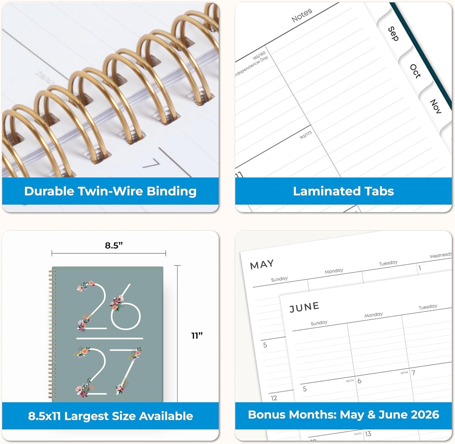 imageBlue Sky 20262027 Weekly and Monthly Academic Year Planner Calendar July 2026 June 2027 5875 x 8625 Flexible Cover Wirebound Laminated Tabs Includes Extra 30 Sheets of Notes GretaGreta 20262027