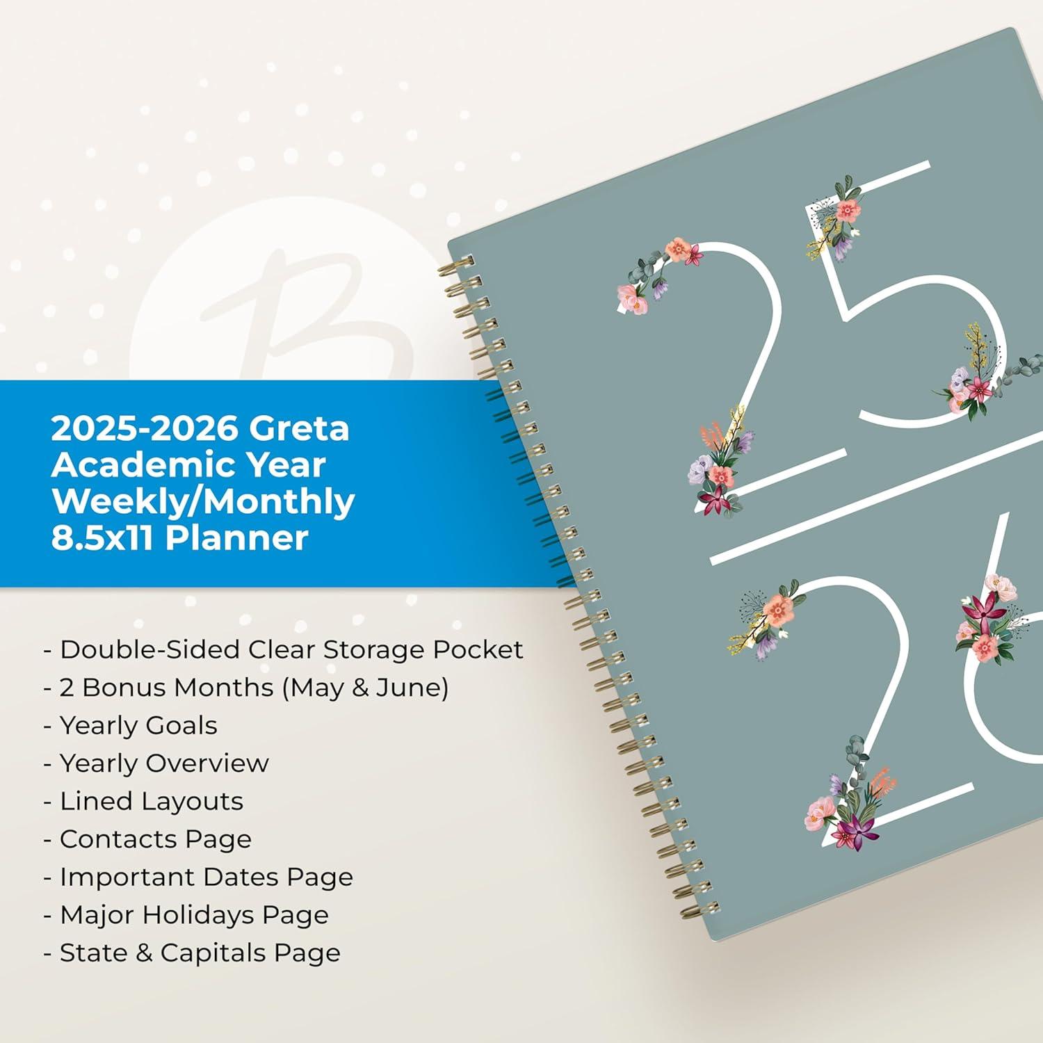 imageBlue Sky 20262027 Weekly and Monthly Academic Year Planner Calendar July 2026 June 2027 5875 x 8625 Flexible Cover Wirebound Laminated Tabs Includes Extra 30 Sheets of Notes GretaGreta 20252026