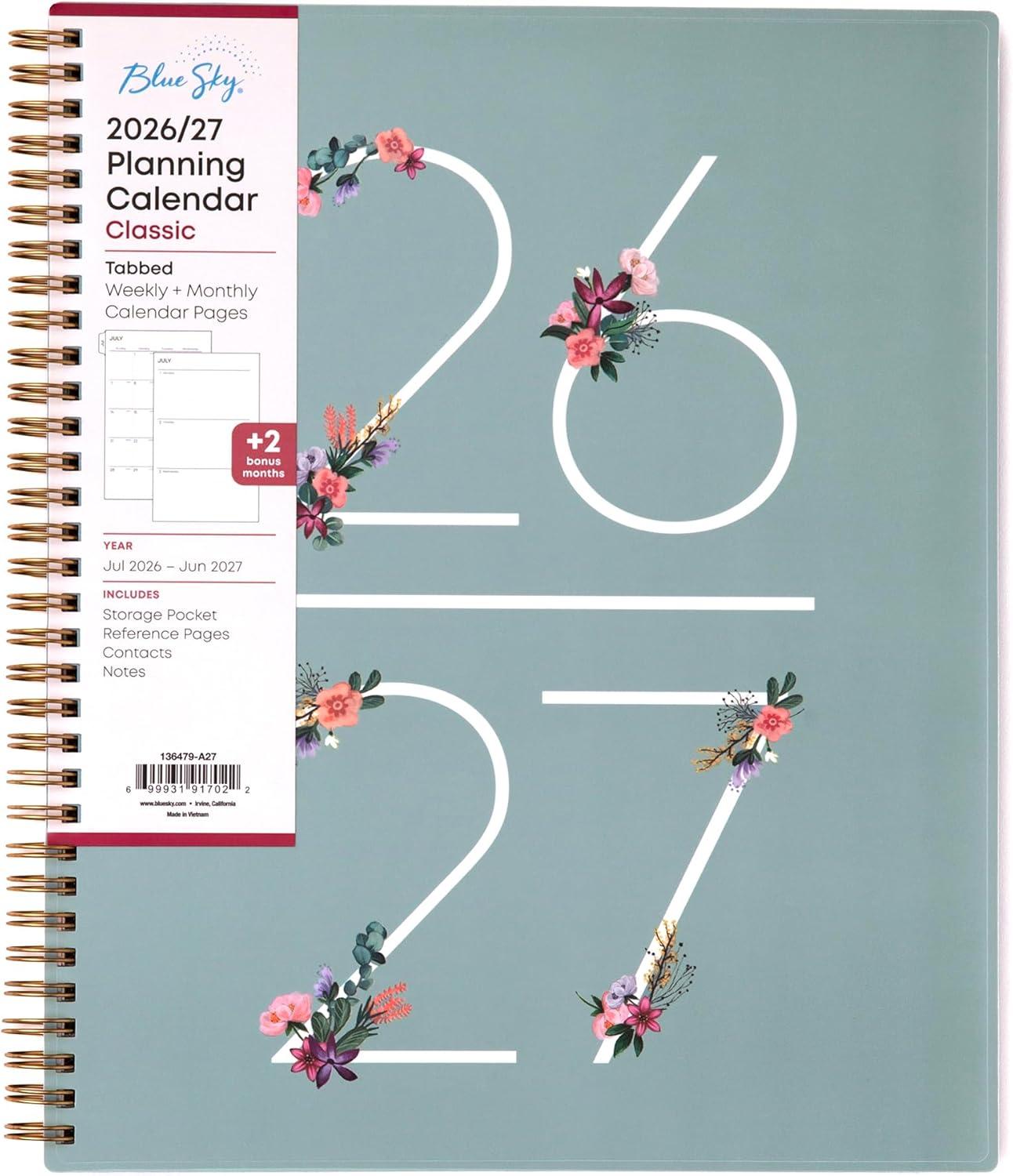 imageBlue Sky 20262027 Weekly and Monthly Academic Year Planner Calendar July 2026 June 2027 5875 x 8625 Flexible Cover Wirebound Laminated Tabs Includes Extra 30 Sheets of Notes GretaGreta 20262027