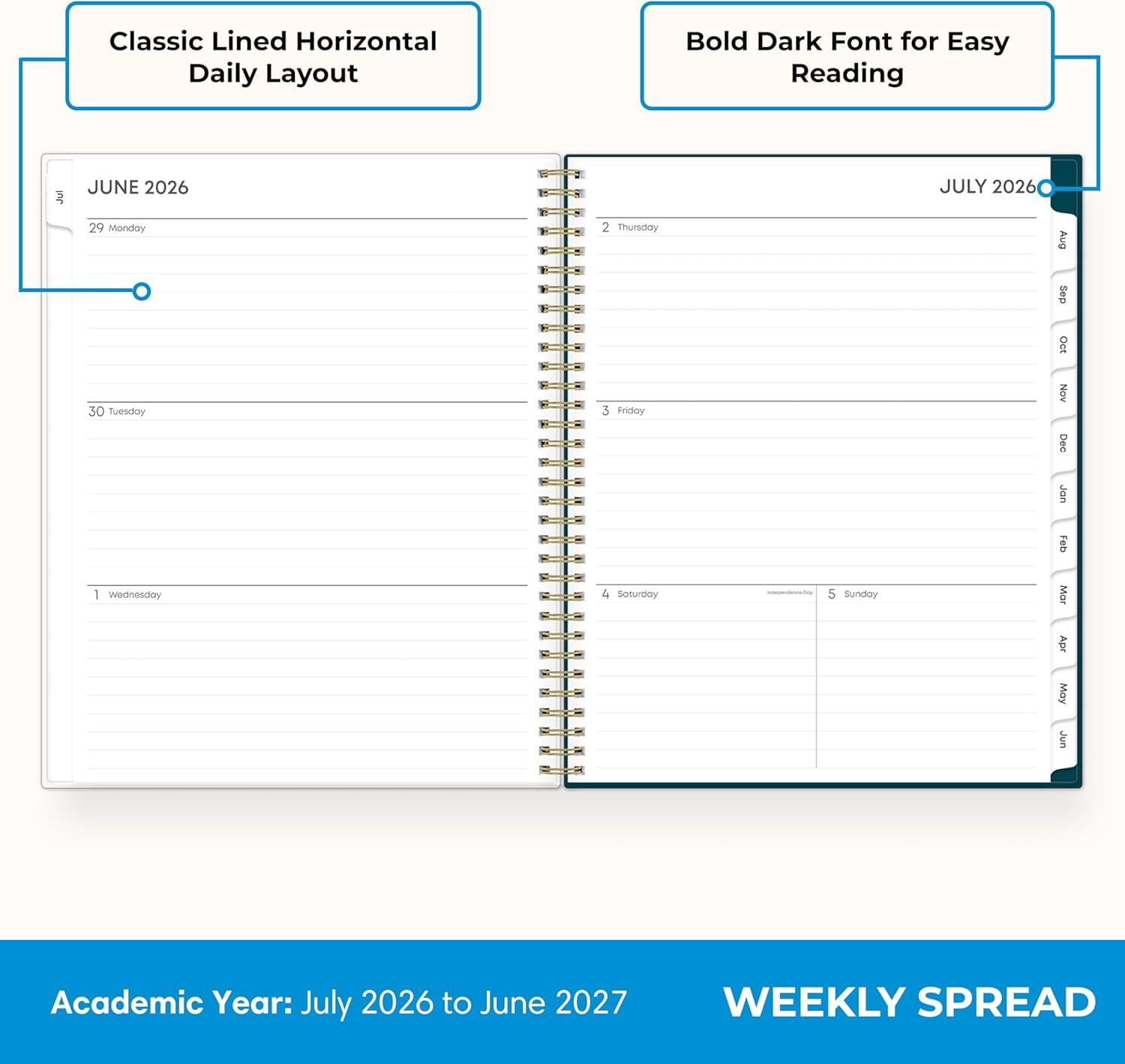 imageBlue Sky 20262027 Weekly and Monthly Academic Year Planner Calendar July 2026 June 2027 5875 x 8625 Flexible Cover Wirebound Laminated Tabs Includes Extra 30 Sheets of Notes GretaGreta 20262027