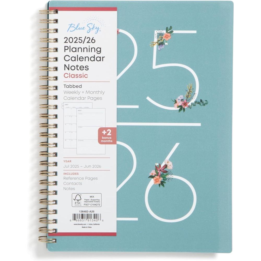 imageBlue Sky 20262027 Weekly and Monthly Academic Year Planner Calendar July 2026 June 2027 5875 x 8625 Flexible Cover Wirebound Laminated Tabs Includes Extra 30 Sheets of Notes GretaGreta 20252026