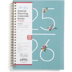 Blue Sky 2026-2027 Weekly and Monthly Academic Year Planner Calendar, July 2026 – June 2027, 5.875″ x 8.625″, Flexible Cover, Wirebound, Laminated Tabs, Includes Extra 30 Sheets of Notes, Greta(Greta- 2025/2026)