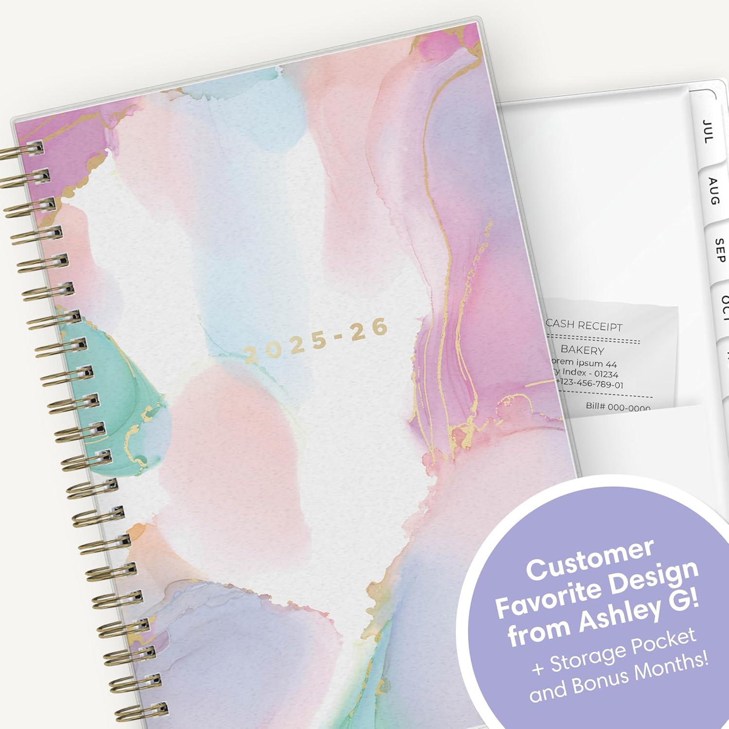 imageBlue Sky Ashley G 20262027 Weekly and Monthly Academic Year Planner Calendar July 2026 June 2027 85 x 11 Flexible Cover Wirebound Laminated Tabs Storage Pocket Includes Sticker Sheet Multi Color SmokeMulti Color Smoke 20252026