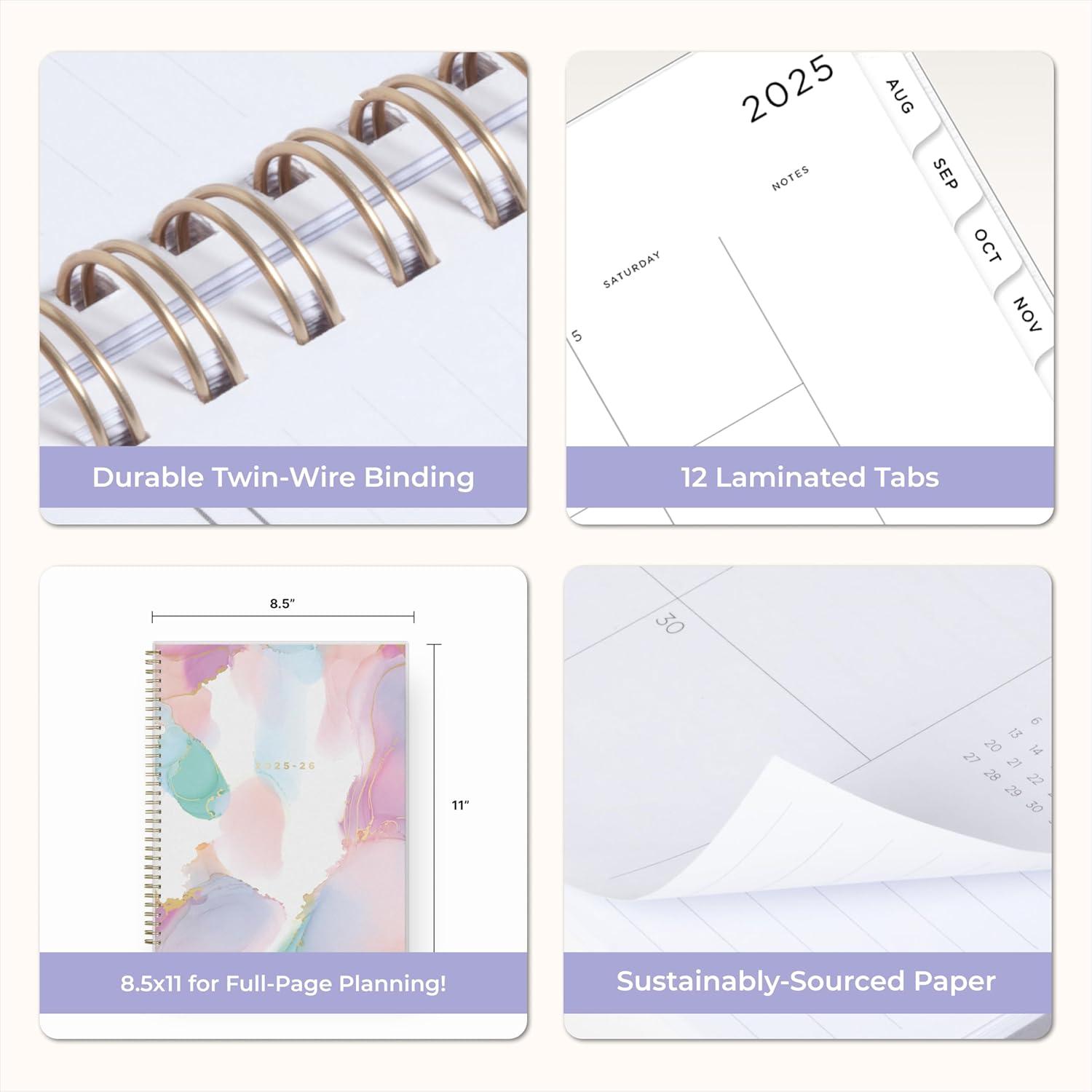 imageBlue Sky Ashley G 20262027 Weekly and Monthly Academic Year Planner Calendar July 2026 June 2027 85 x 11 Flexible Cover Wirebound Laminated Tabs Storage Pocket Includes Sticker Sheet Multi Color SmokeMulti Color Smoke 20252026