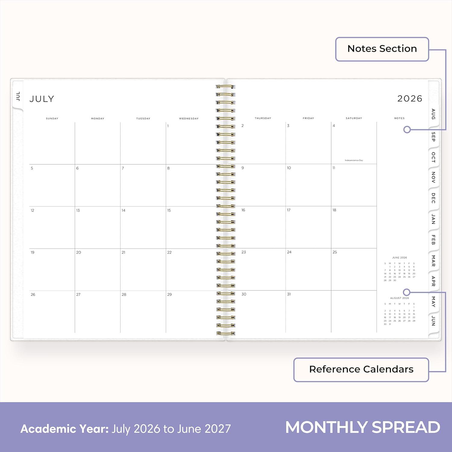 imageBlue Sky Ashley G 20262027 Weekly and Monthly Academic Year Planner Calendar July 2026 June 2027 85 x 11 Flexible Cover Wirebound Laminated Tabs Storage Pocket Includes Sticker Sheet Multi Color SmokeMulti Color Smoke 20262027