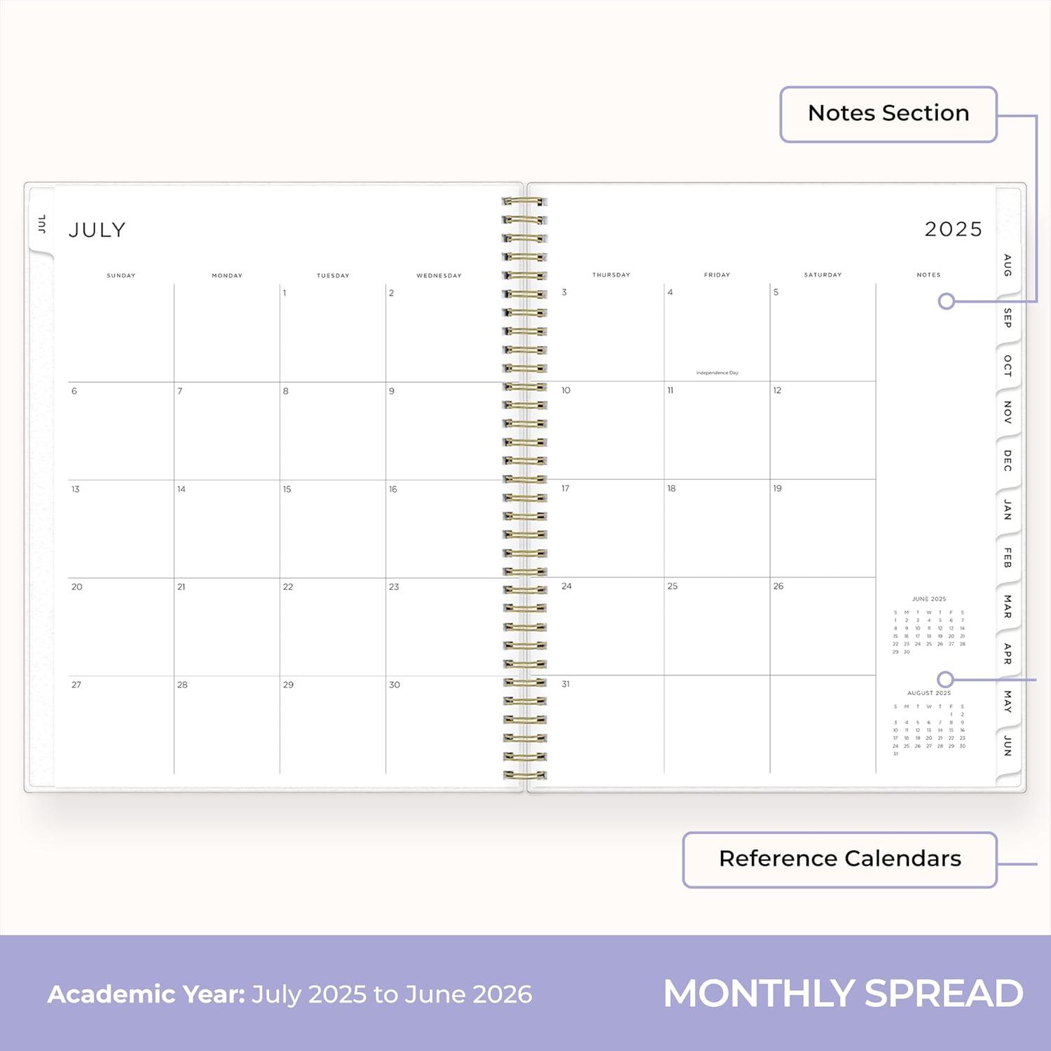 imageBlue Sky Ashley G 20262027 Weekly and Monthly Academic Year Planner Calendar July 2026 June 2027 85 x 11 Flexible Cover Wirebound Laminated Tabs Storage Pocket Includes Sticker Sheet Multi Color SmokeMulti Color Smoke 20252026