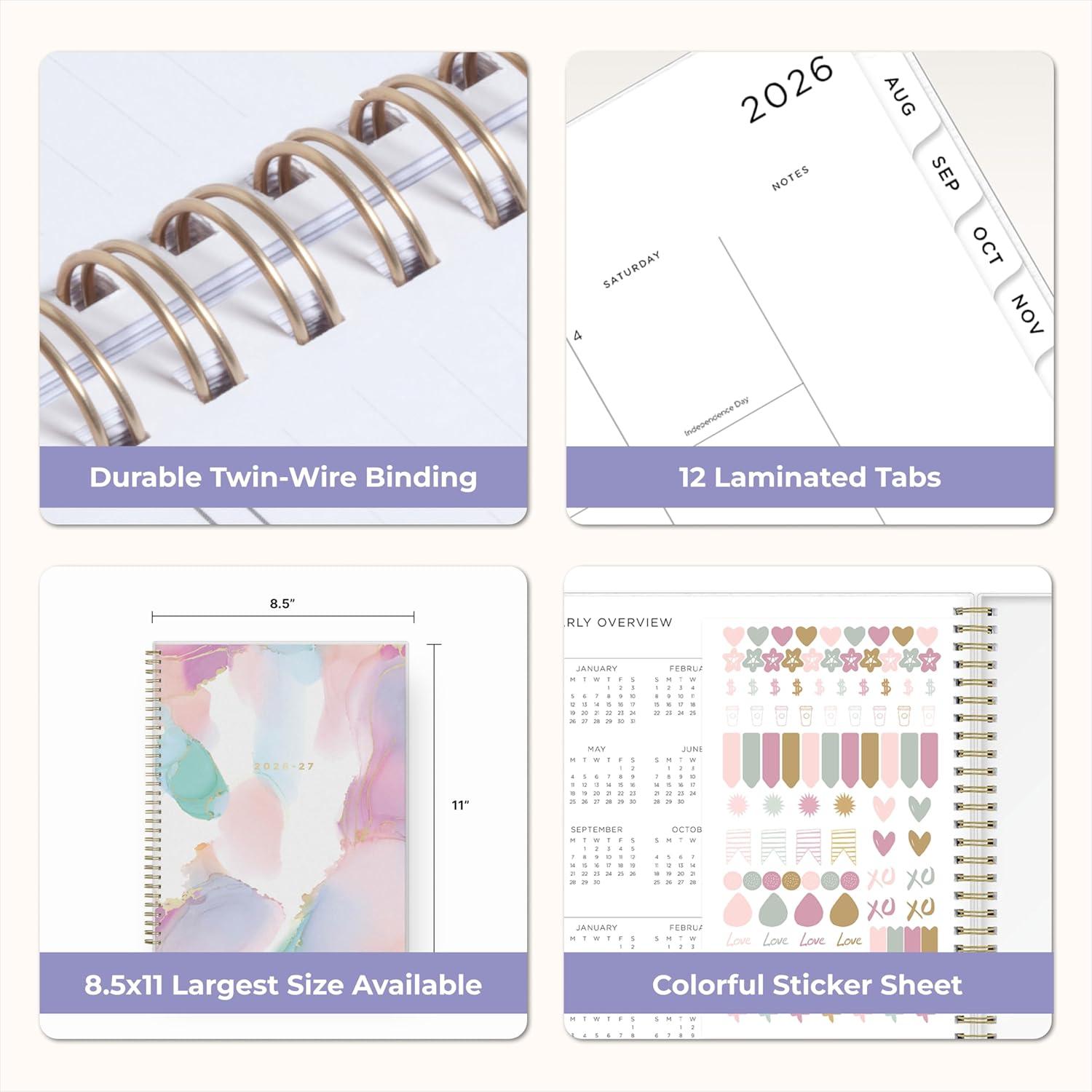 imageBlue Sky Ashley G 20262027 Weekly and Monthly Academic Year Planner Calendar July 2026 June 2027 85 x 11 Flexible Cover Wirebound Laminated Tabs Storage Pocket Includes Sticker Sheet Multi Color SmokeMulti Color Smoke 20262027