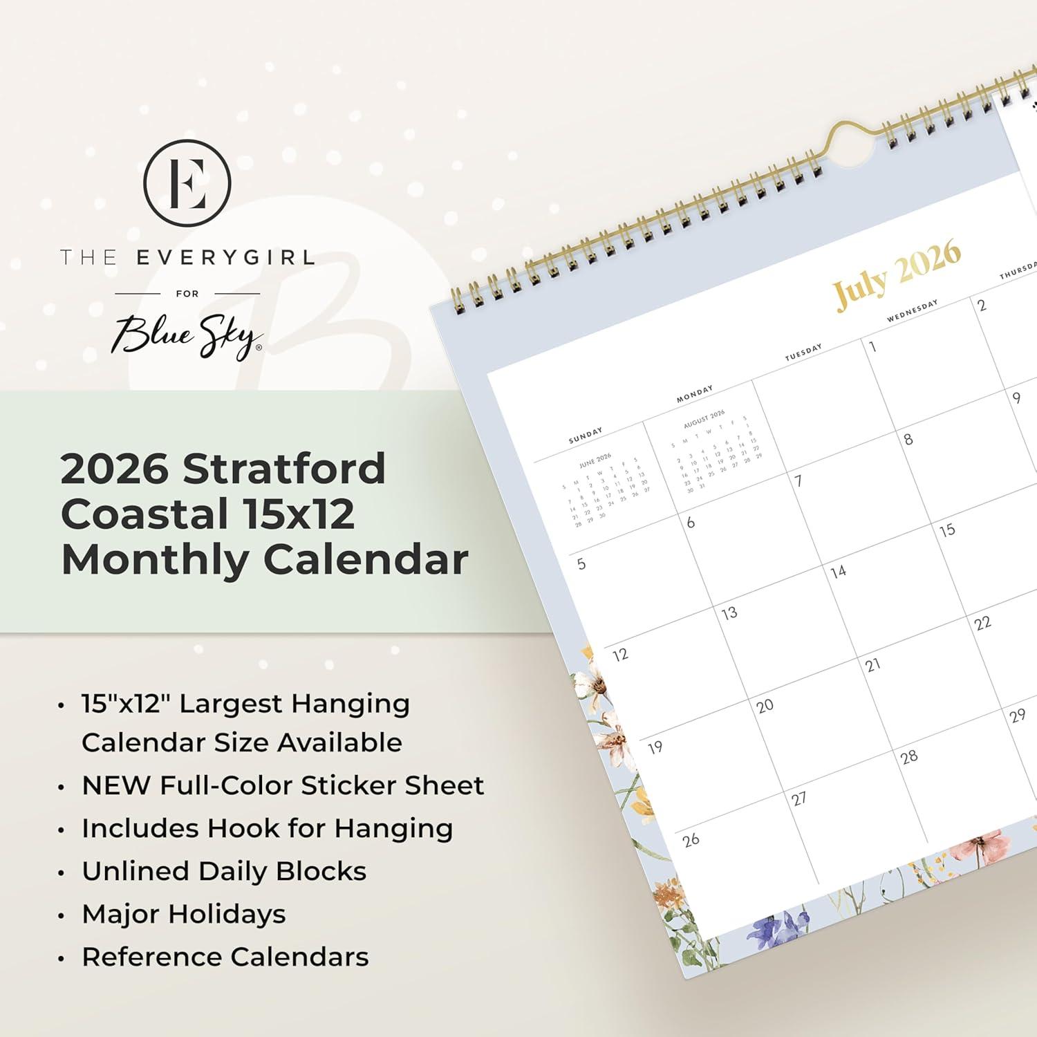 imageBlue Sky The Everygirl 20262027 Monthly Academic Year Wall Calendar July 2026 June 2027 15 x 12 Durable Twin Wire Binding Includes Sticker Sheet Perfect For Home Office And Classroom Stratford CoastalStratford Coastal 20262027