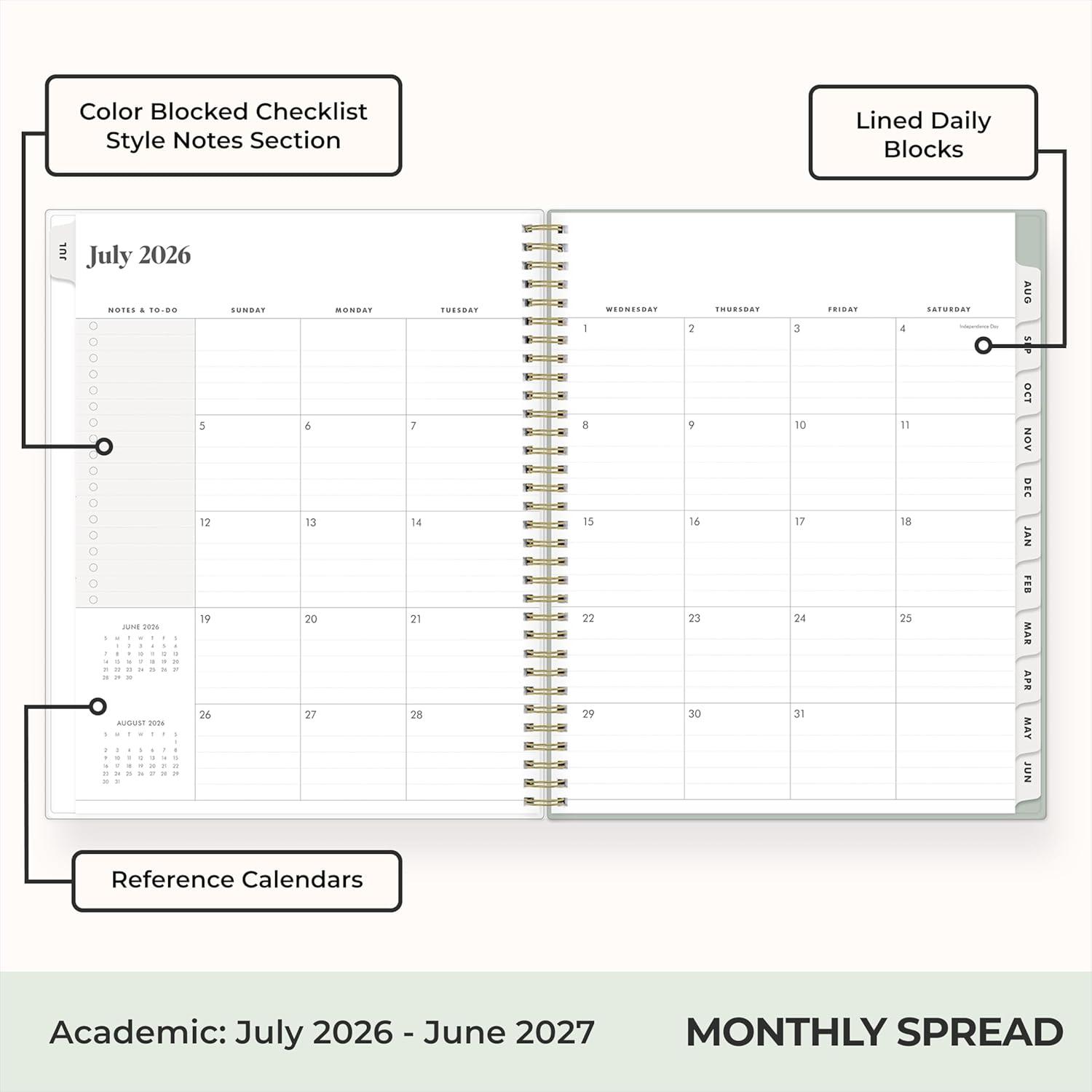 imageBlue Sky The Everygirl 20262027 Weekly and Monthly Academic Year Planner Calendar July 2026 June 2027 5 x 8 Flexible Cover Wirebound Laminated Tabs Storage Pocket Includes Stickers MarisaMarisa 20262027