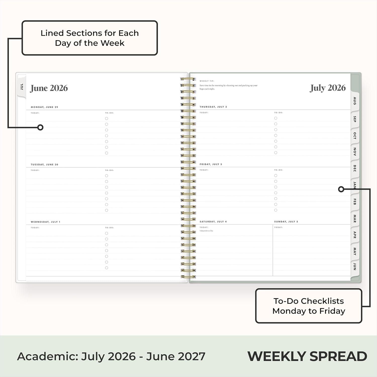 imageBlue Sky The Everygirl 20262027 Weekly and Monthly Academic Year Planner Calendar July 2026 June 2027 5 x 8 Flexible Cover Wirebound Laminated Tabs Storage Pocket Includes Stickers MarisaMarisa 20262027