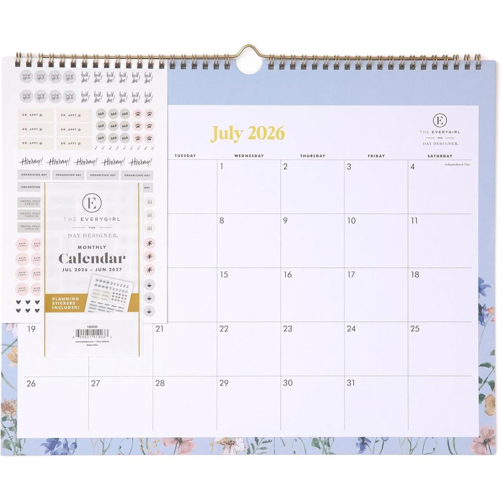 imageBlue Sky The Everygirl 20262027 Monthly Academic Year Wall Calendar July 2026 June 2027 15 x 12 Durable Twin Wire Binding Includes Sticker Sheet Perfect For Home Office And Classroom Stratford CoastalStratford Coastal 20262027