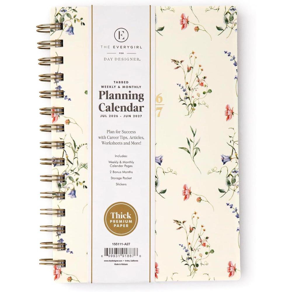 imageBlue Sky The Everygirl 20262027 Weekly and Monthly Academic Year Planner Calendar July 2026 June 2027 5 x 8 Flexible Cover Wirebound Laminated Tabs Storage Pocket Includes Stickers MarisaMarisa 20262027