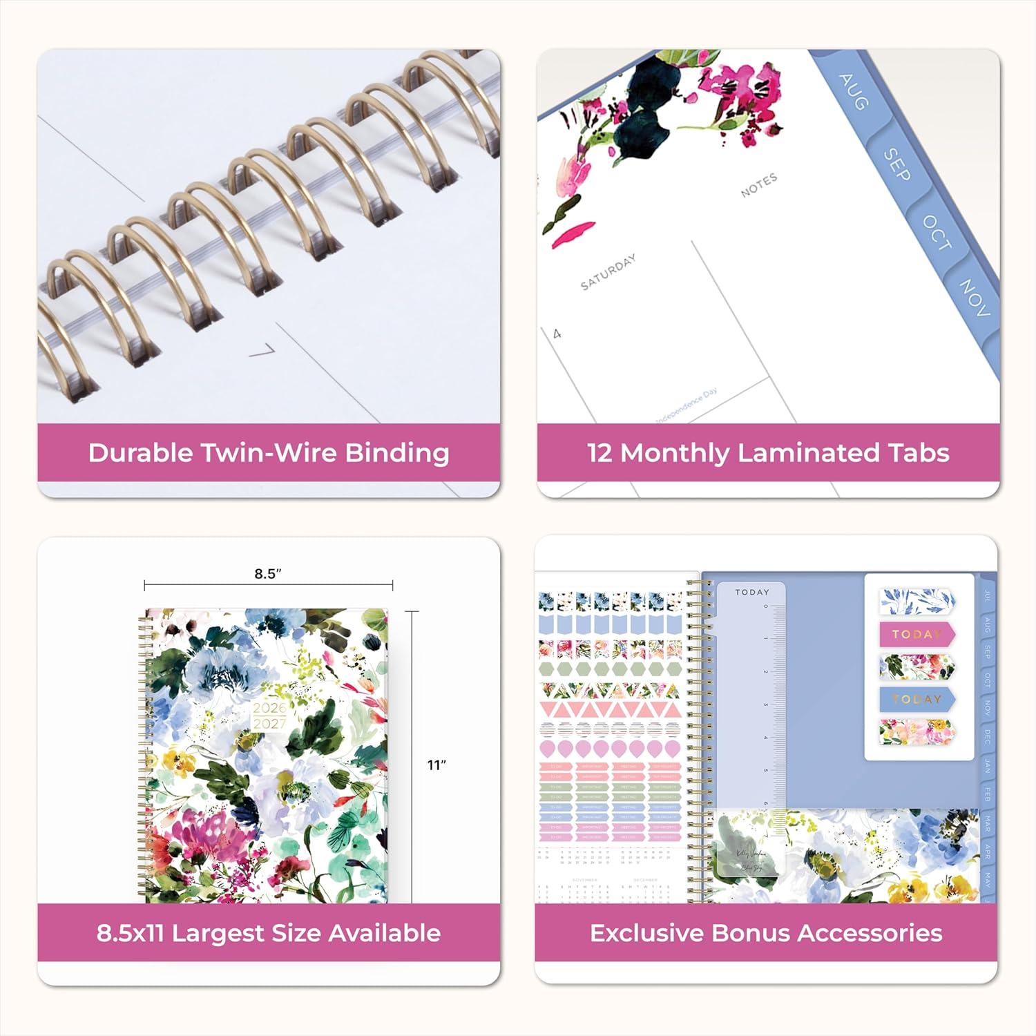 imageBlue Sky Kelly Ventura 20262027 Weekly and Monthly Academic Year Student Planning Calendar July 2026 June 2027 85 x 11 Flexible Cover Wirebound Laminated Tabs Storage Pocket Magnetic amp Snap In Book Marks Includes Stickers BloomingBlooming 20262027