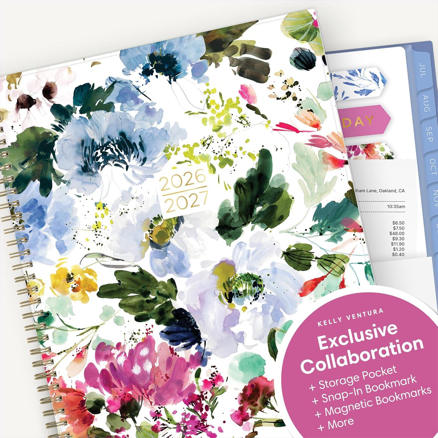 imageBlue Sky Kelly Ventura 20262027 Weekly and Monthly Academic Year Student Planning Calendar July 2026 June 2027 85 x 11 Flexible Cover Wirebound Laminated Tabs Storage Pocket Magnetic amp Snap In Book Marks Includes Stickers BloomingBlooming 20262027