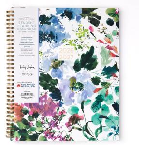 Blue Sky Kelly Ventura 2026-2027 Weekly and Monthly Academic Year Student Planning Calendar, July 2026 – June 2027, 8.5″ x 11″, Flexible Cover, Wirebound, Laminated Tabs, Storage Pocket, Magnetic & Snap In Book Marks, Includes Stickers, Blooming(Blooming- 2026/2027)