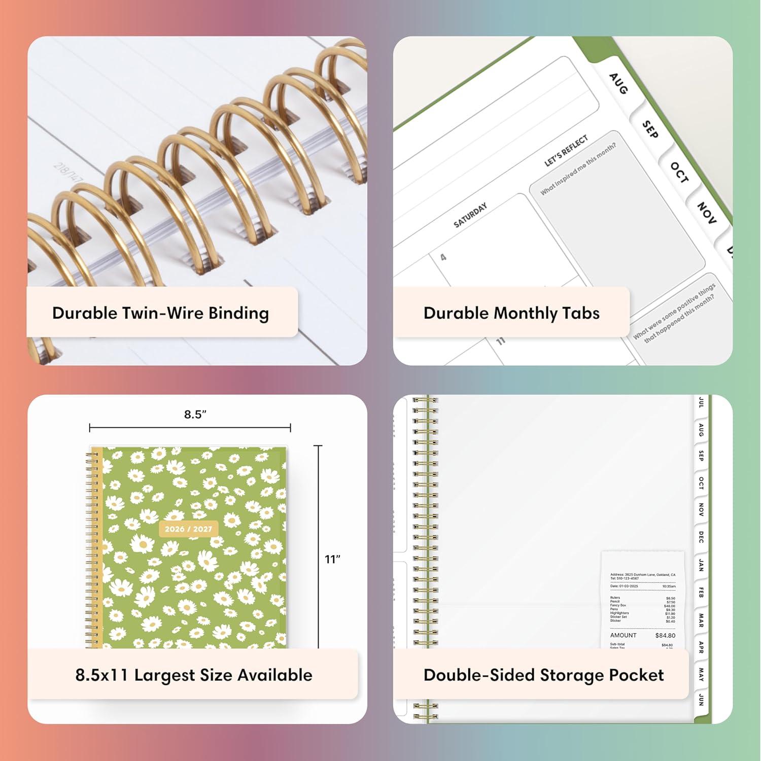imageBlue Sky Gen Z 20262027 Weekly and Monthly Academic Year Planner Calendar July 2026 June 2027 85 x 11 Flexible Interchangeable Cover Wirebound Laminated Tabs Storage Pocket CoreenCoreen 20262027