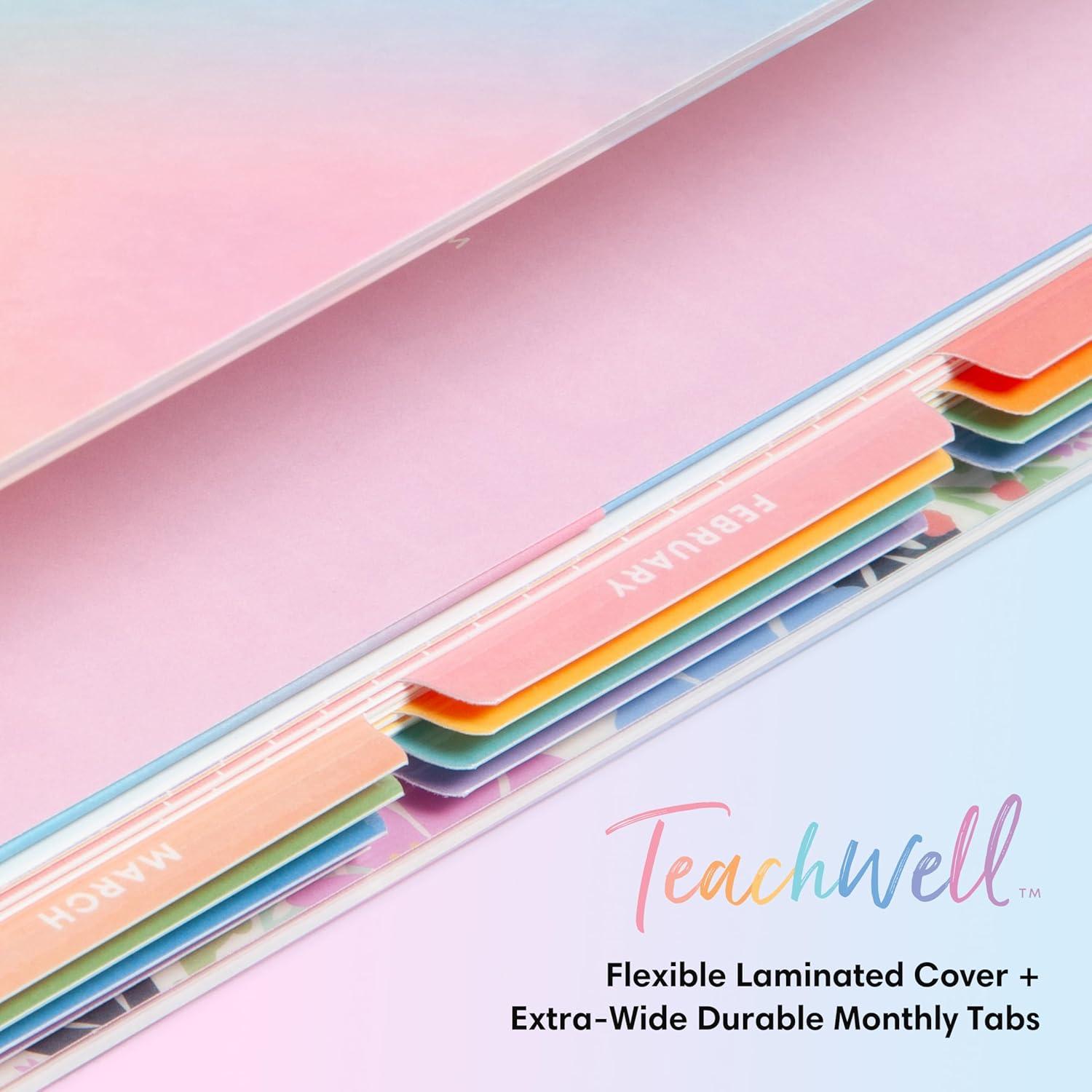 imageBlue Sky Teachwell 20262027 Weekly and Monthly Academic Year Teacher Lesson Planner Calendar July 2026 June 2027 85 x 11 Flexible Cover Heavy Duty Coil Binding Colorful Interior Laminated Tabs Storage Pocket Includes Stickers MeilaniMeilani 20262027