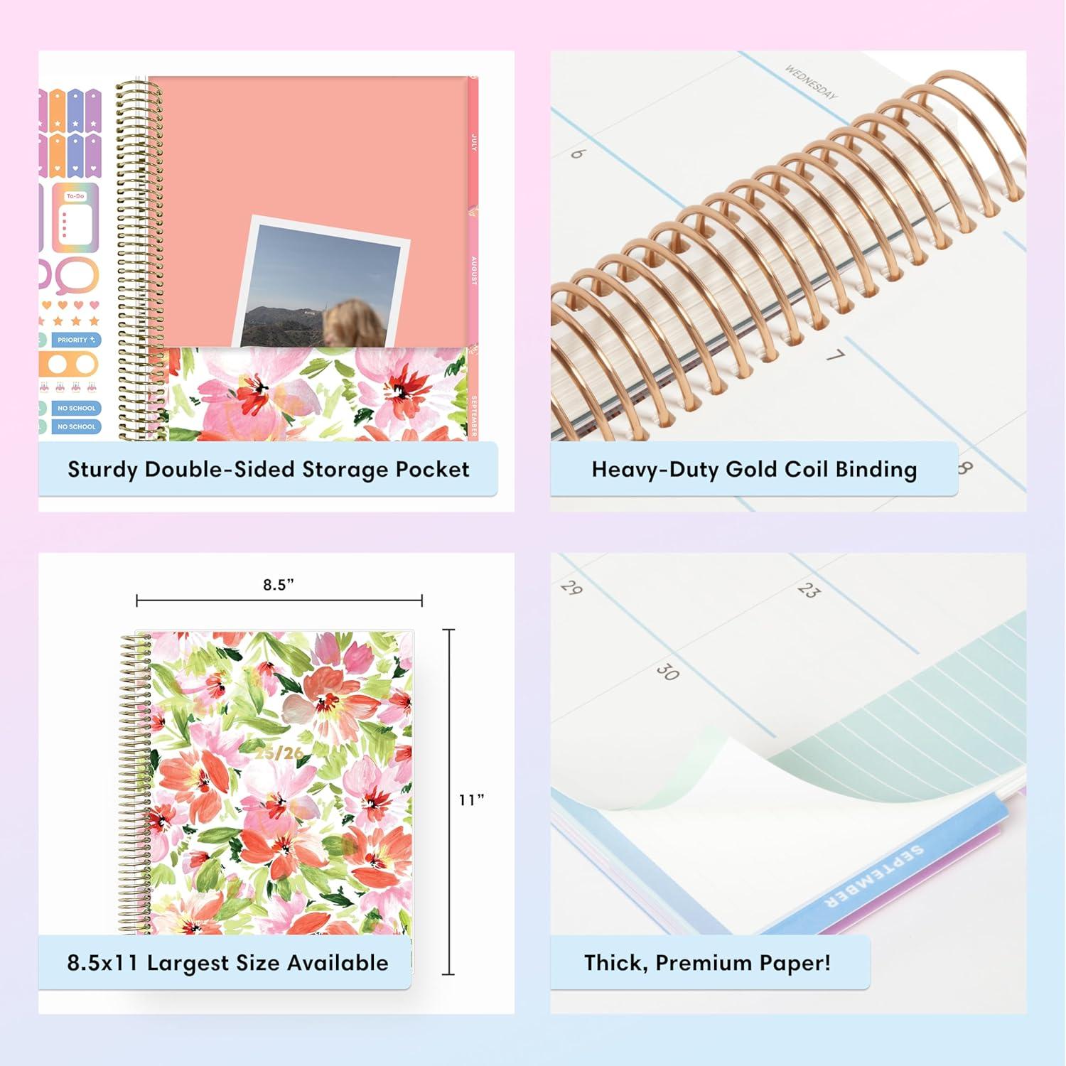 imageBlue Sky Teachwell 20262027 Weekly and Monthly Academic Year Teacher Lesson Planner Calendar July 2026 June 2027 85 x 11 Flexible Cover Heavy Duty Coil Binding Colorful Interior Laminated Tabs Storage Pocket Includes Stickers MeilaniMeilani 20262027