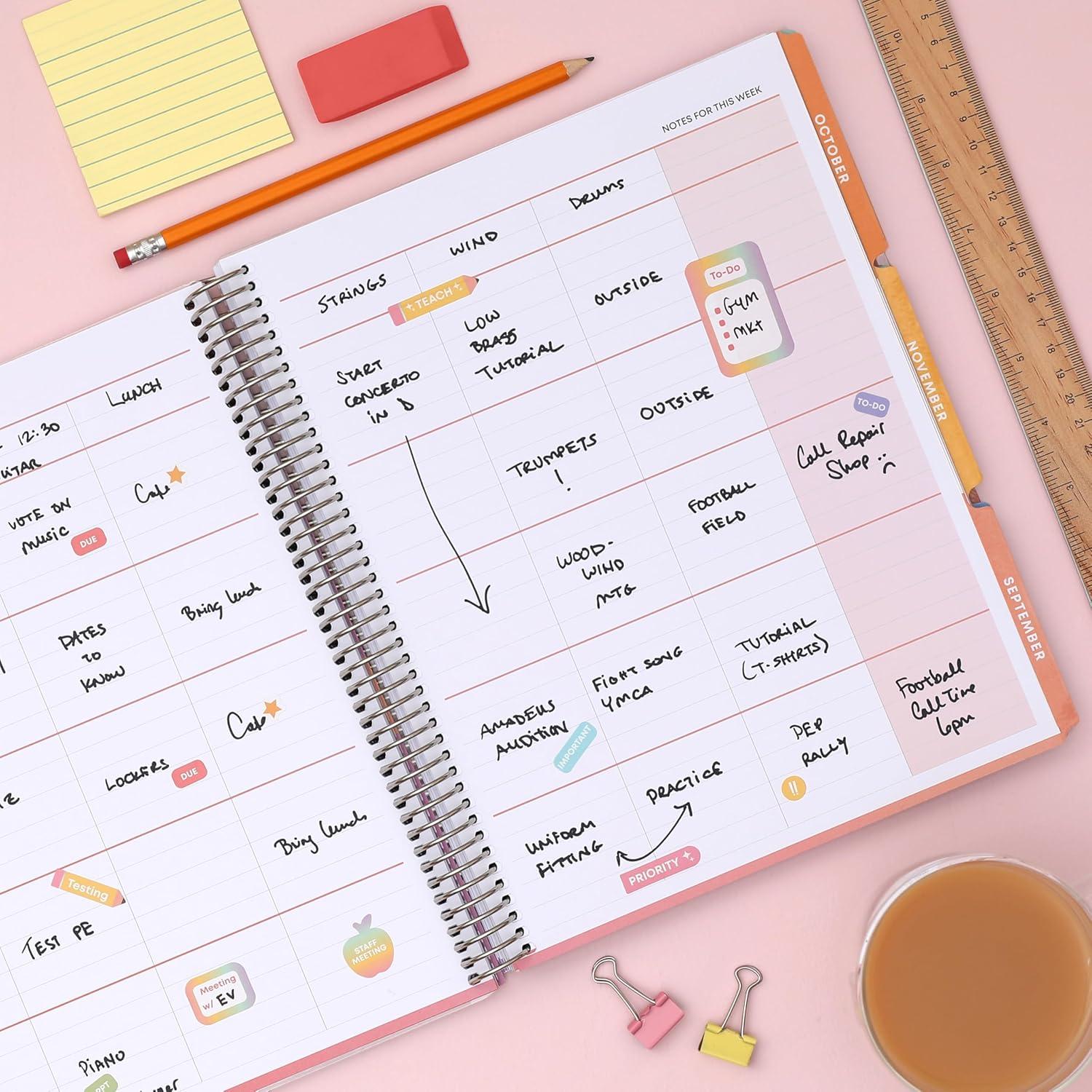 imageBlue Sky Teachwell 20262027 Weekly and Monthly Academic Year Teacher Lesson Planner Calendar July 2026 June 2027 85 x 11 Flexible Cover Heavy Duty Coil Binding Colorful Interior Laminated Tabs Storage Pocket Includes Stickers MeilaniMikki 20262027