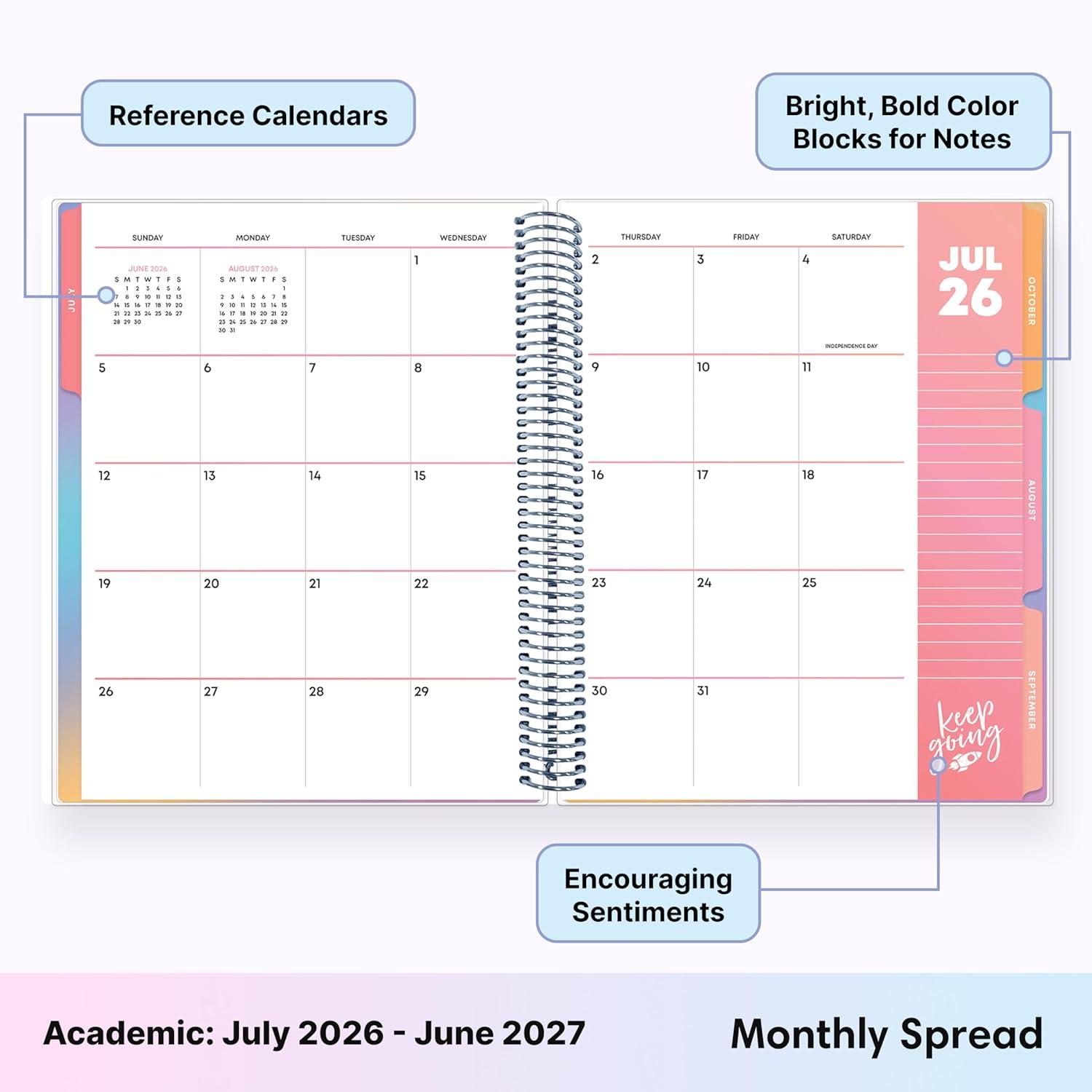 imageBlue Sky Teachwell 20262027 Weekly and Monthly Academic Year Teacher Lesson Planner Calendar July 2026 June 2027 85 x 11 Flexible Cover Heavy Duty Coil Binding Colorful Interior Laminated Tabs Storage Pocket Includes Stickers MeilaniMikki 20262027