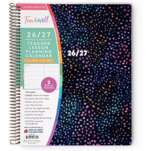 Blue Sky Teachwell 2026-2027 Weekly and Monthly Academic Year Teacher Lesson Planner Calendar, July 2026 – June 2027, 8.5″ x 11″, Flexible Cover, Heavy Duty Coil Binding, Colorful Interior, Laminated Tabs, Storage Pocket, Includes Stickers, Meilani(Mikki- 2026/2027)
