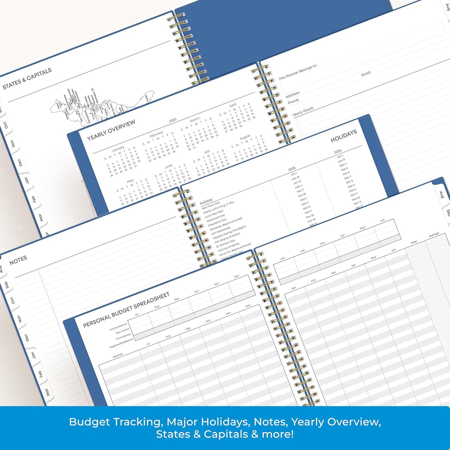 imageBlue Sky 17 Month 20262027 Weekly and Monthly Academic Year Planner Calendar August 2026 December 2027 85 x 11 Flexible Cover Wirebound Laminated Tabs BlackAzure 20252026