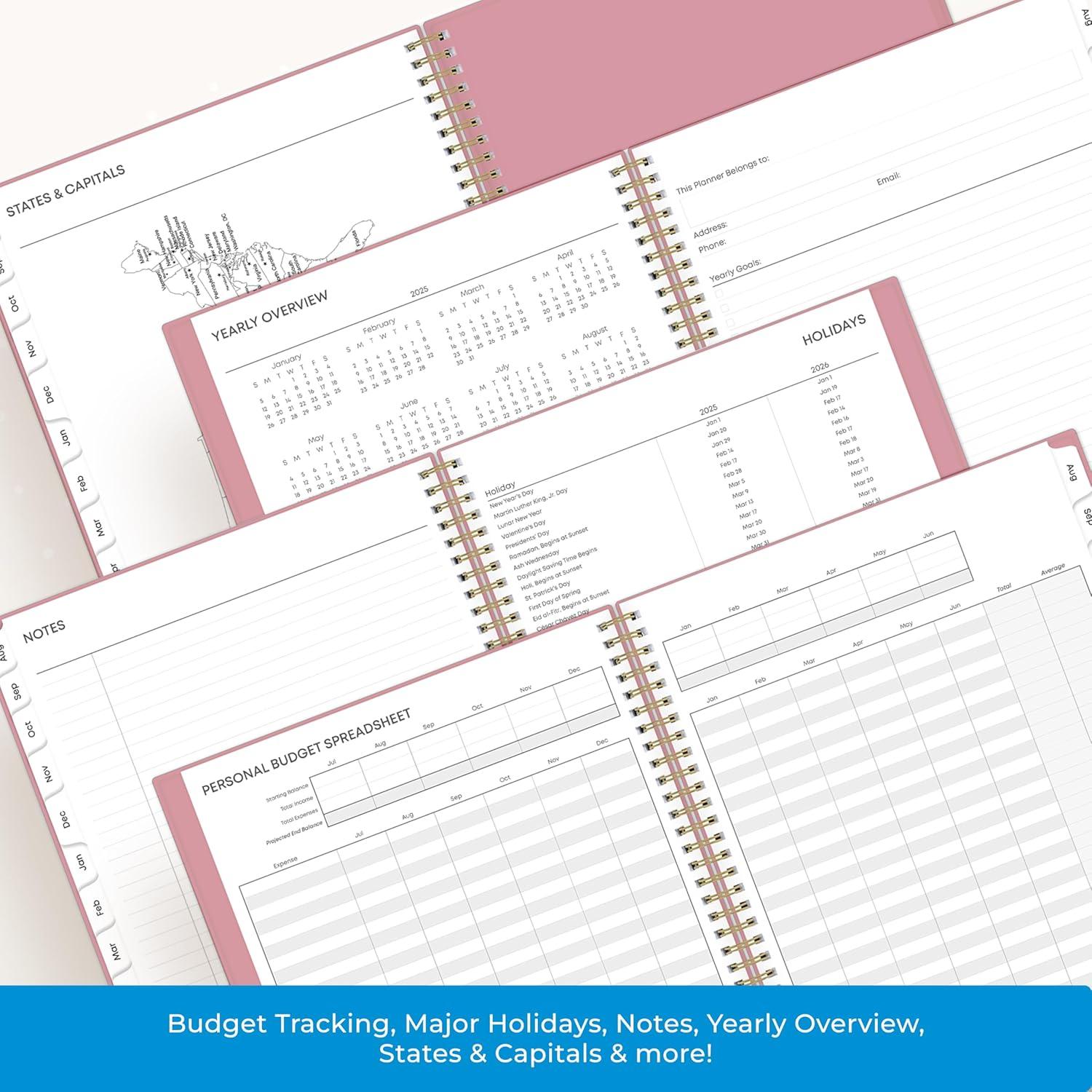 imageBlue Sky 17 Month 20262027 Weekly and Monthly Academic Year Planner Calendar August 2026 December 2027 85 x 11 Flexible Cover Wirebound Laminated Tabs BlackDusty Rose 20252026