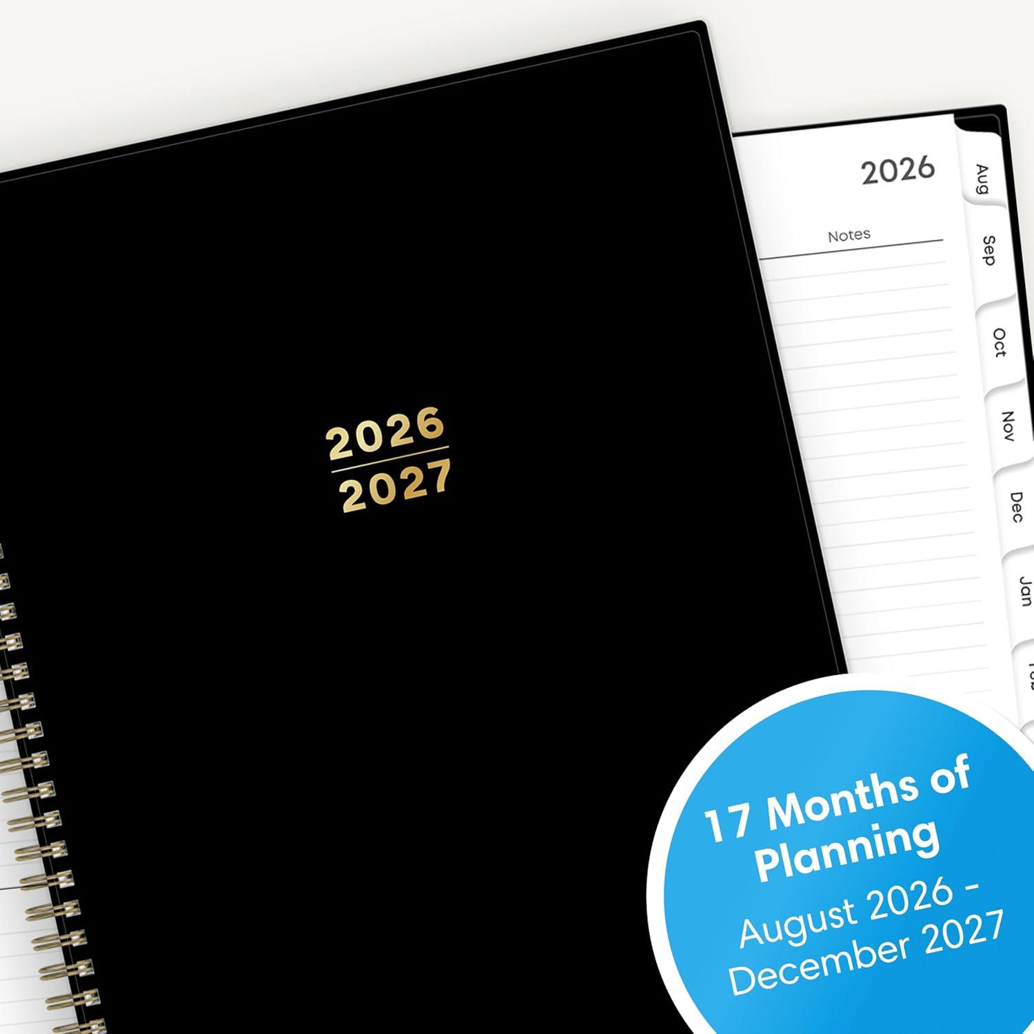 imageBlue Sky 17 Month 20262027 Weekly and Monthly Academic Year Planner Calendar August 2026 December 2027 85 x 11 Flexible Cover Wirebound Laminated Tabs BlackBlack 20262027