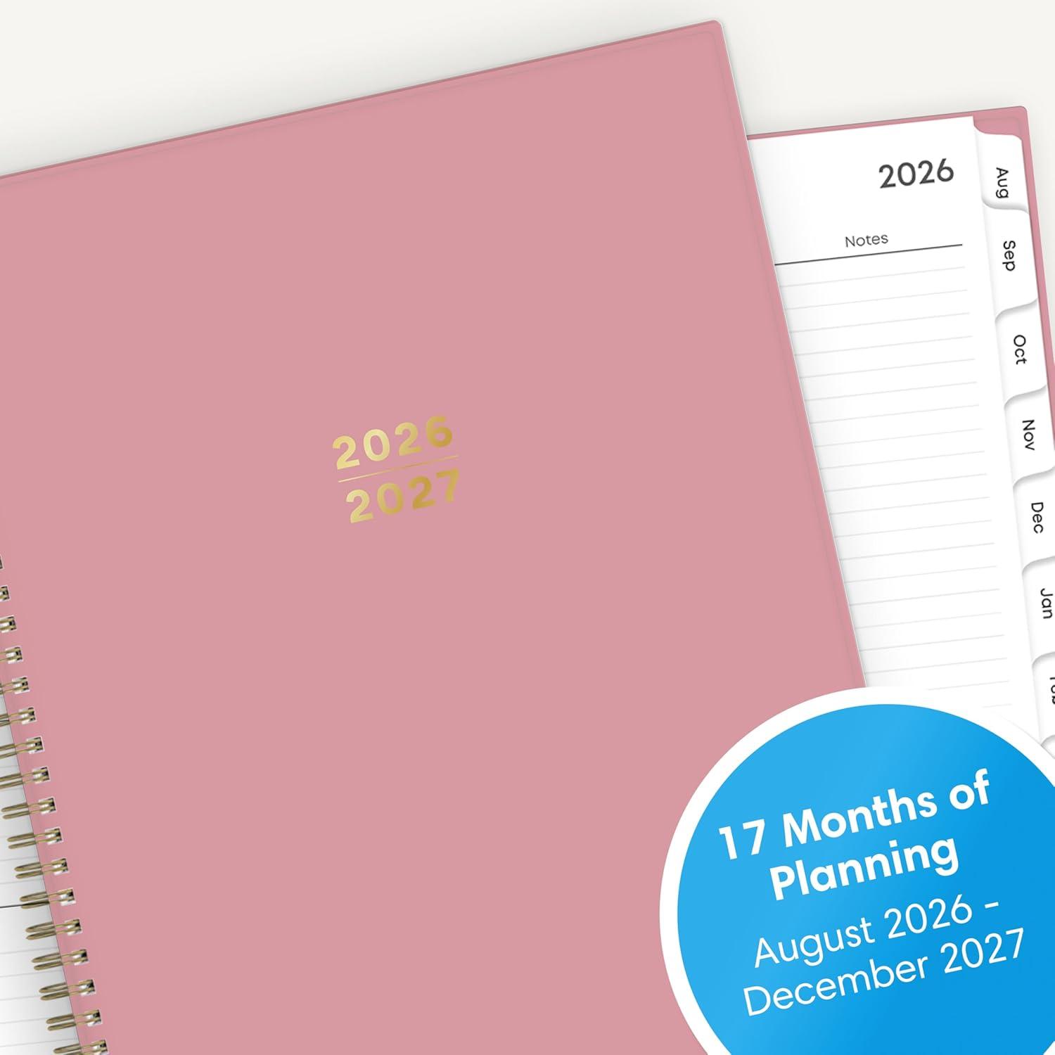 imageBlue Sky 17 Month 20262027 Weekly and Monthly Academic Year Planner Calendar August 2026 December 2027 85 x 11 Flexible Cover Wirebound Laminated Tabs BlackDusty Rose 20262027