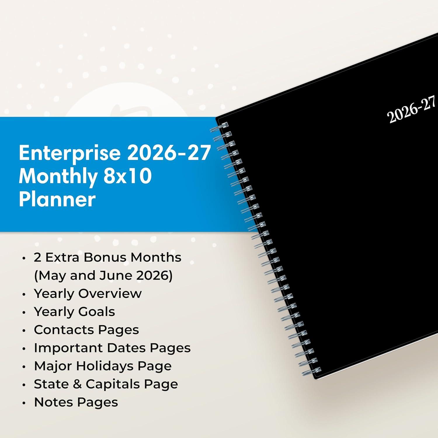 imageBlue Sky 20262027 Monthly Academic Year Planner Calendar July 2026 June 2027 8 x 10 Monthly Layout Flexible Cover Wirebound Laminated Tabs EnterpriseEnterprise 20262027