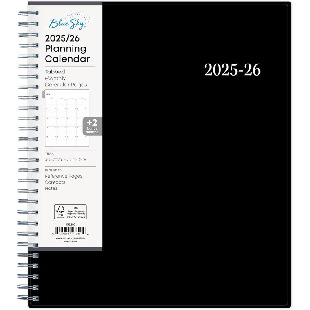 imageBlue Sky 20262027 Monthly Academic Year Planner Calendar July 2026 June 2027 8 x 10 Monthly Layout Flexible Cover Wirebound Laminated Tabs EnterpriseEnterprise 20252026