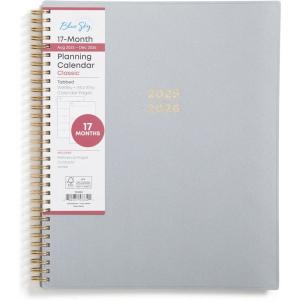Blue Sky 17 Month 2026-2027 Weekly and Monthly Academic Year Planner Calendar, August 2026 – December 2027, 8.5″ x 11″, Flexible Cover, Wirebound, Laminated Tabs, Black(Silver Metallic- 2025/2026)