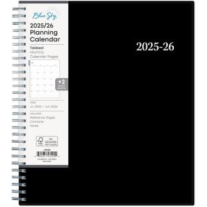 Blue Sky 2026-2027 Monthly Academic Year Planner Calendar, July 2026 – June 2027, 8″ x 10″, Monthly Layout, Flexible Cover, Wirebound, Laminated Tabs, Enterprise(Enterprise- 2025/2026)