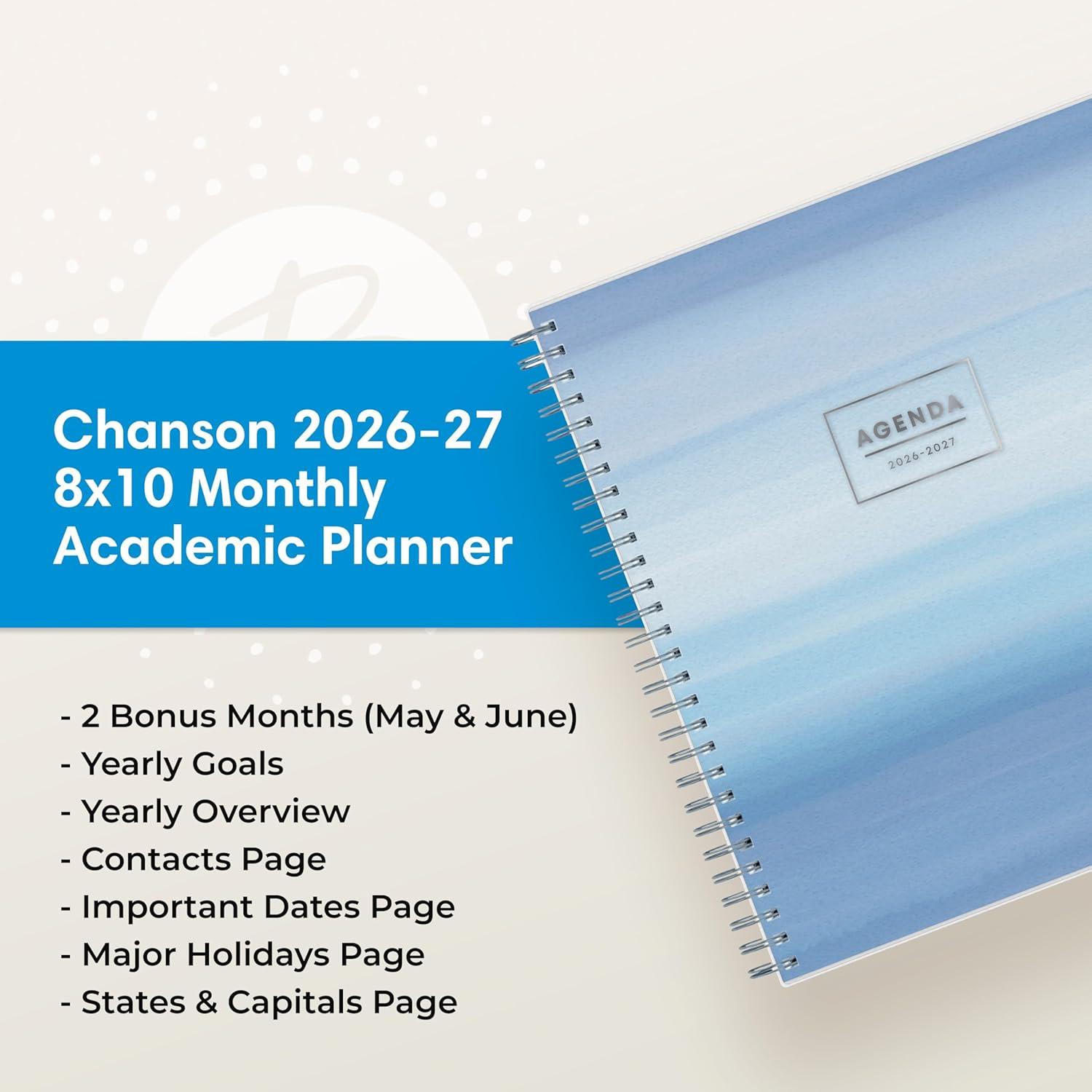 imageBlue Sky 20262027 Monthly Academic Year Planner Calendar July 2026 June 2027 8 x 10 Monthly Layout Flexible Cover Laminated Tabs Wirebound ChansonChanson 20262027