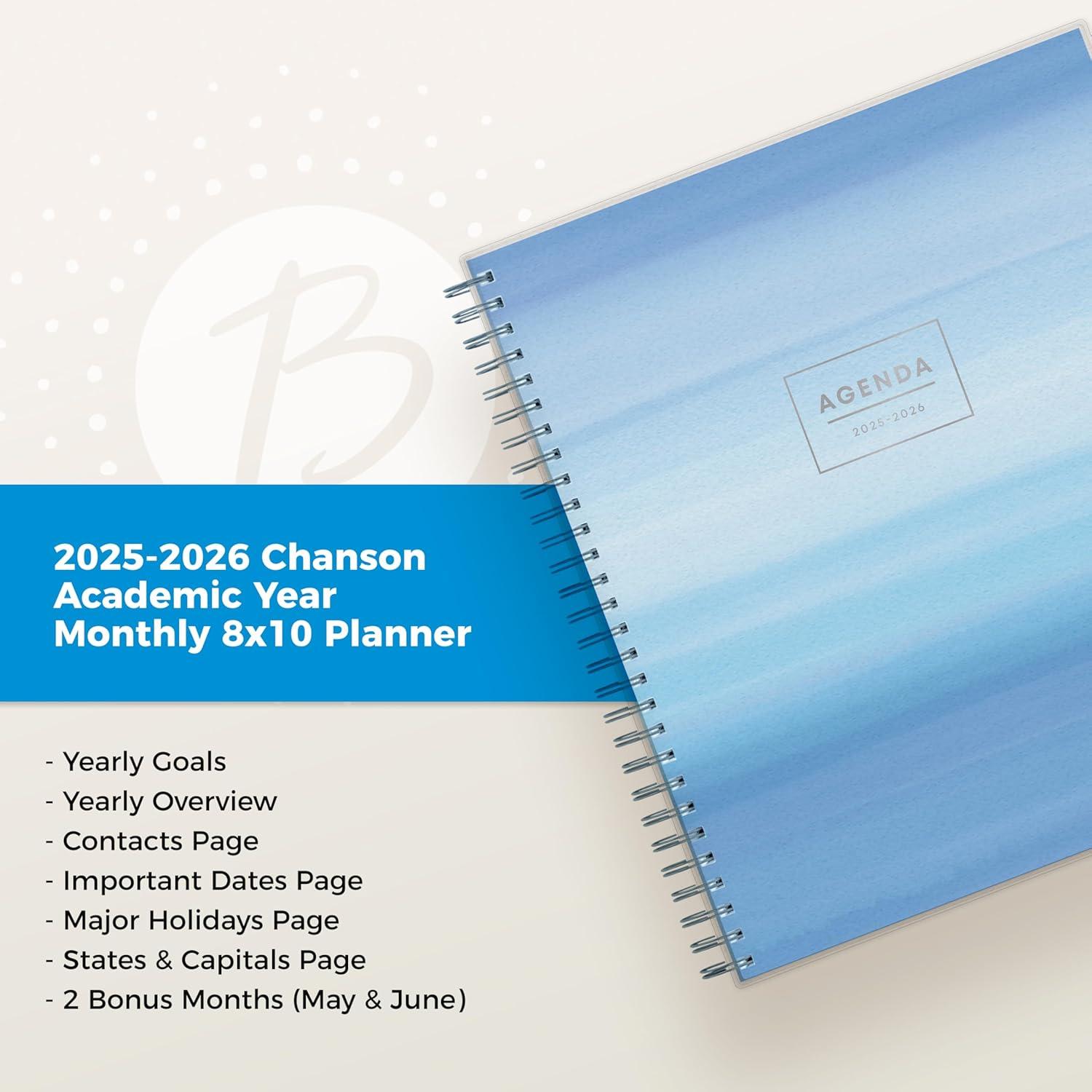 imageBlue Sky 20262027 Monthly Academic Year Planner Calendar July 2026 June 2027 8 x 10 Monthly Layout Flexible Cover Laminated Tabs Wirebound ChansonChanson 20252026