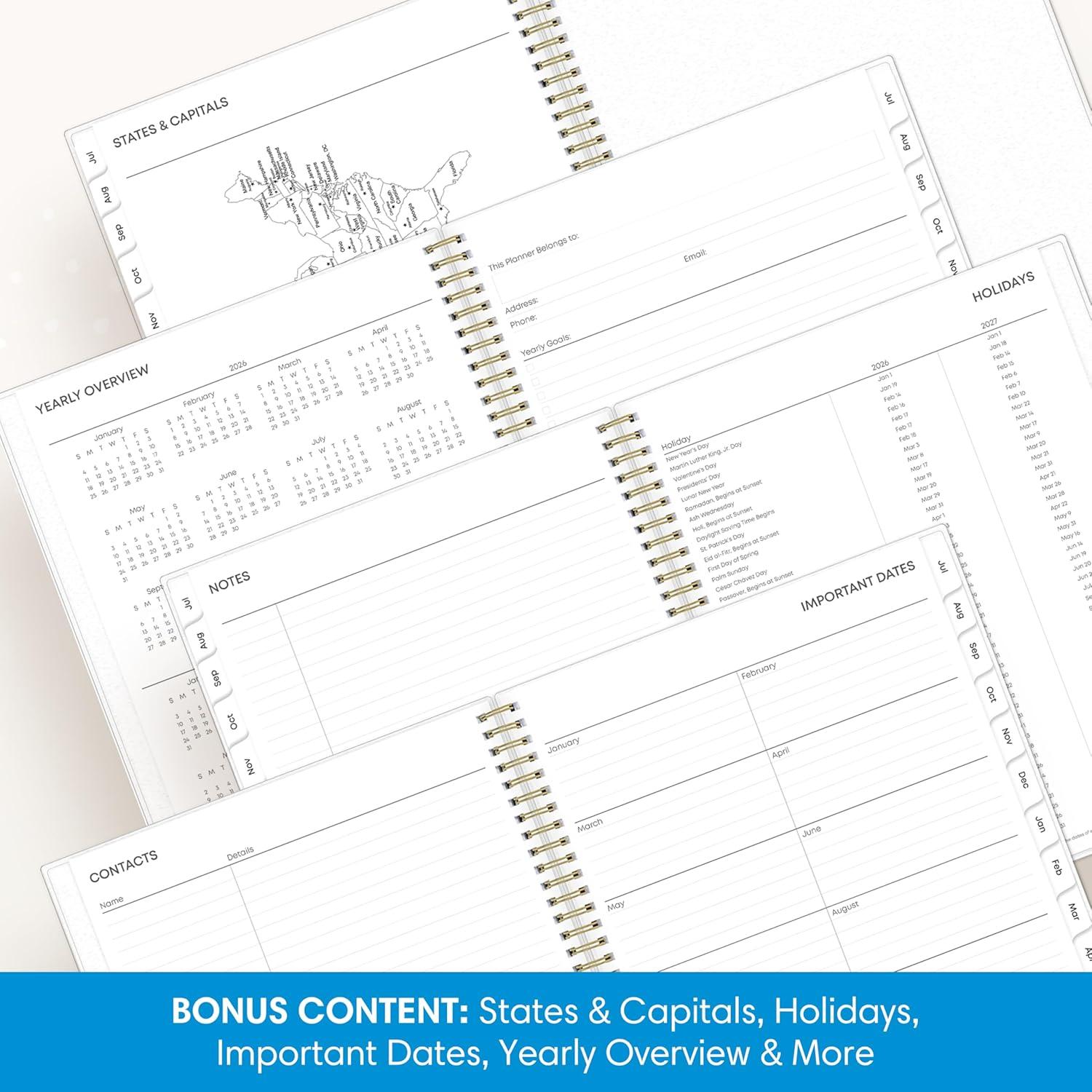 imageBlue Sky 20262027 Weekly and Monthly Academic Year Planner Calendar July 2026 June 2027 85 x 11 Flexible Cover Wirebound Laminated Tabs Storage Pocket GemmaGemma 20262027