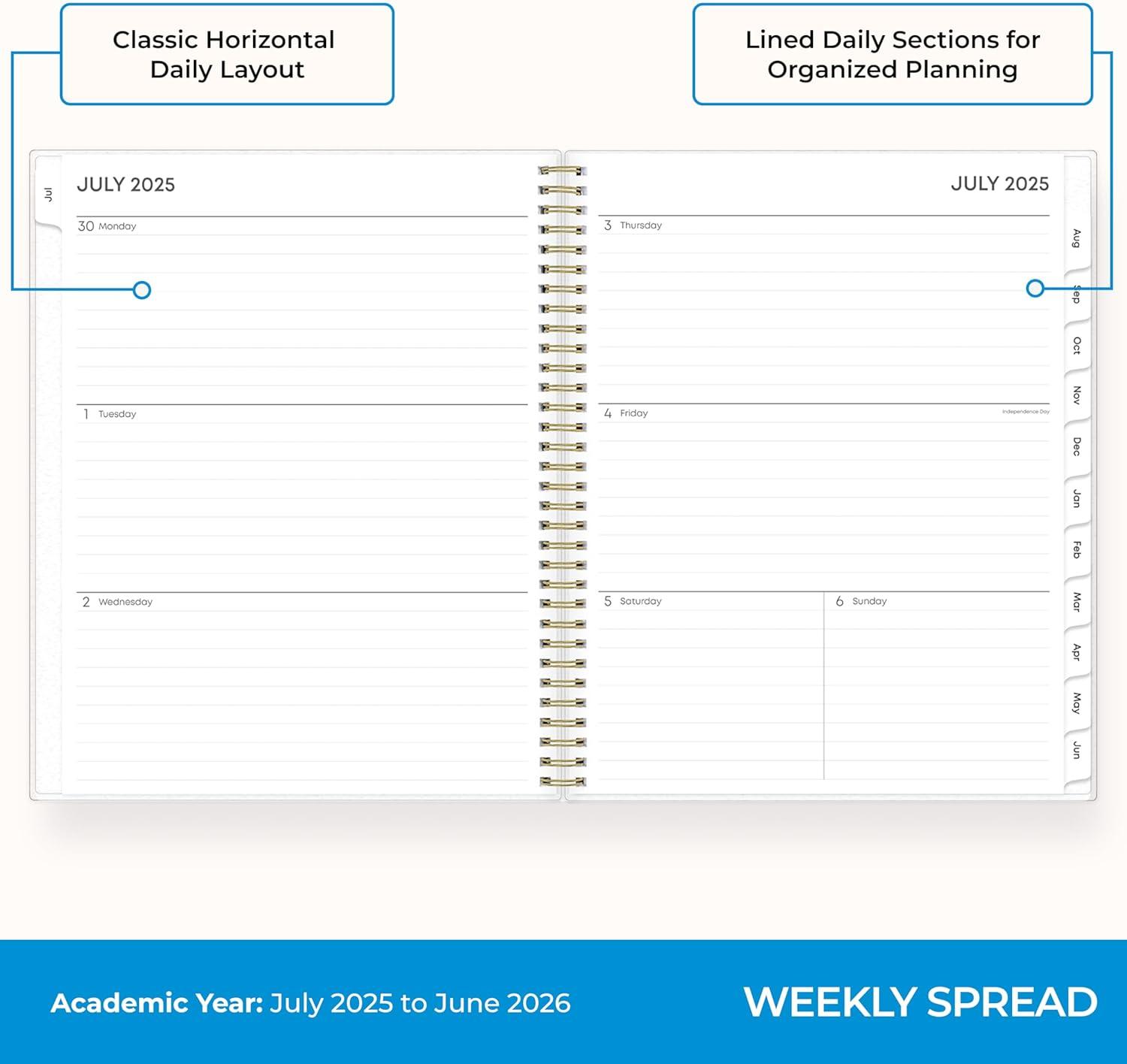 imageBlue Sky 20262027 Weekly and Monthly Academic Year Planner Calendar July 2026 June 2027 85 x 11 Flexible Cover Wirebound Laminated Tabs Storage Pocket GemmaGemma 20252026