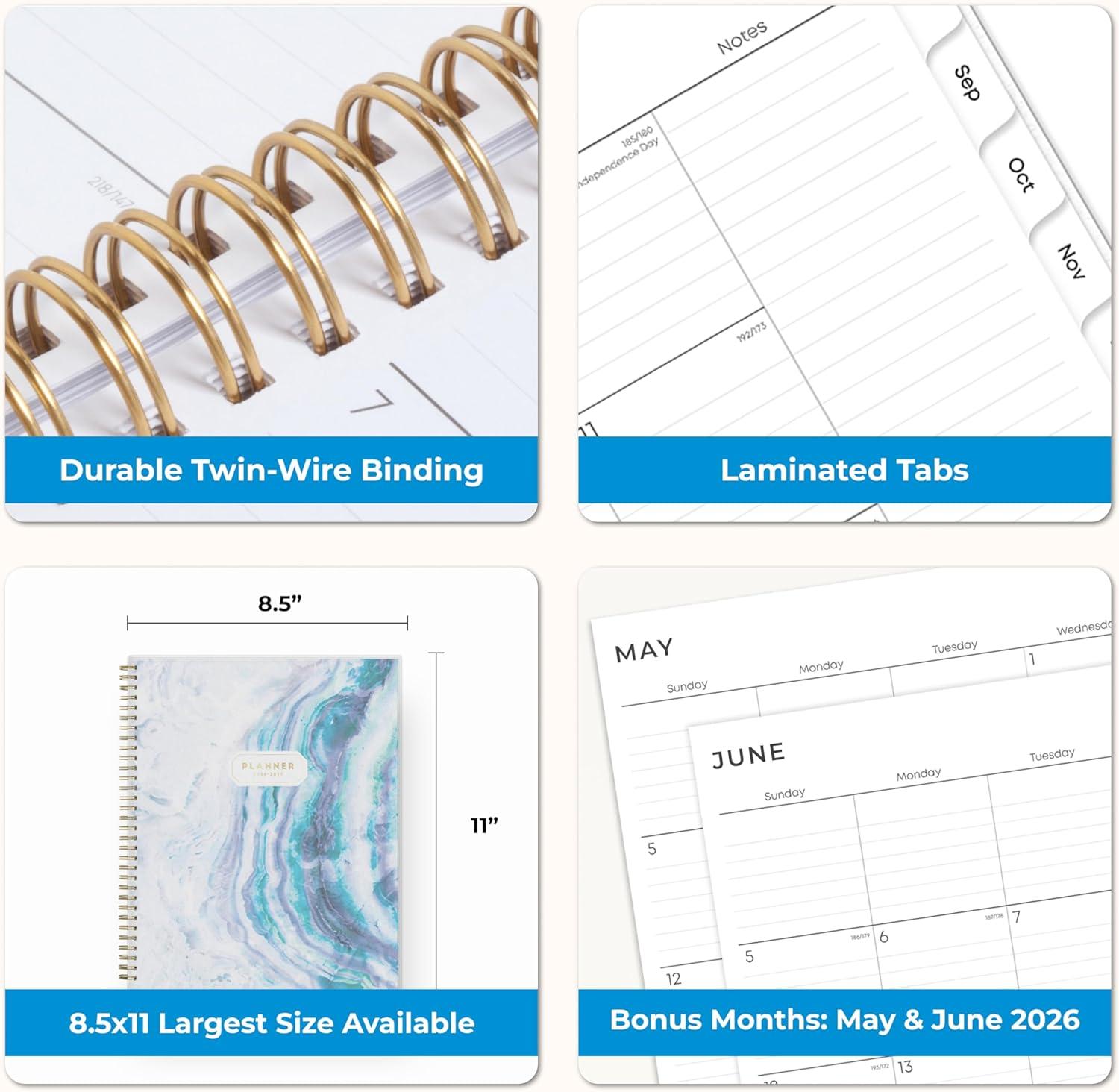 imageBlue Sky 20262027 Weekly and Monthly Academic Year Planner Calendar July 2026 June 2027 85 x 11 Flexible Cover Wirebound Laminated Tabs Storage Pocket GemmaGemma 20262027