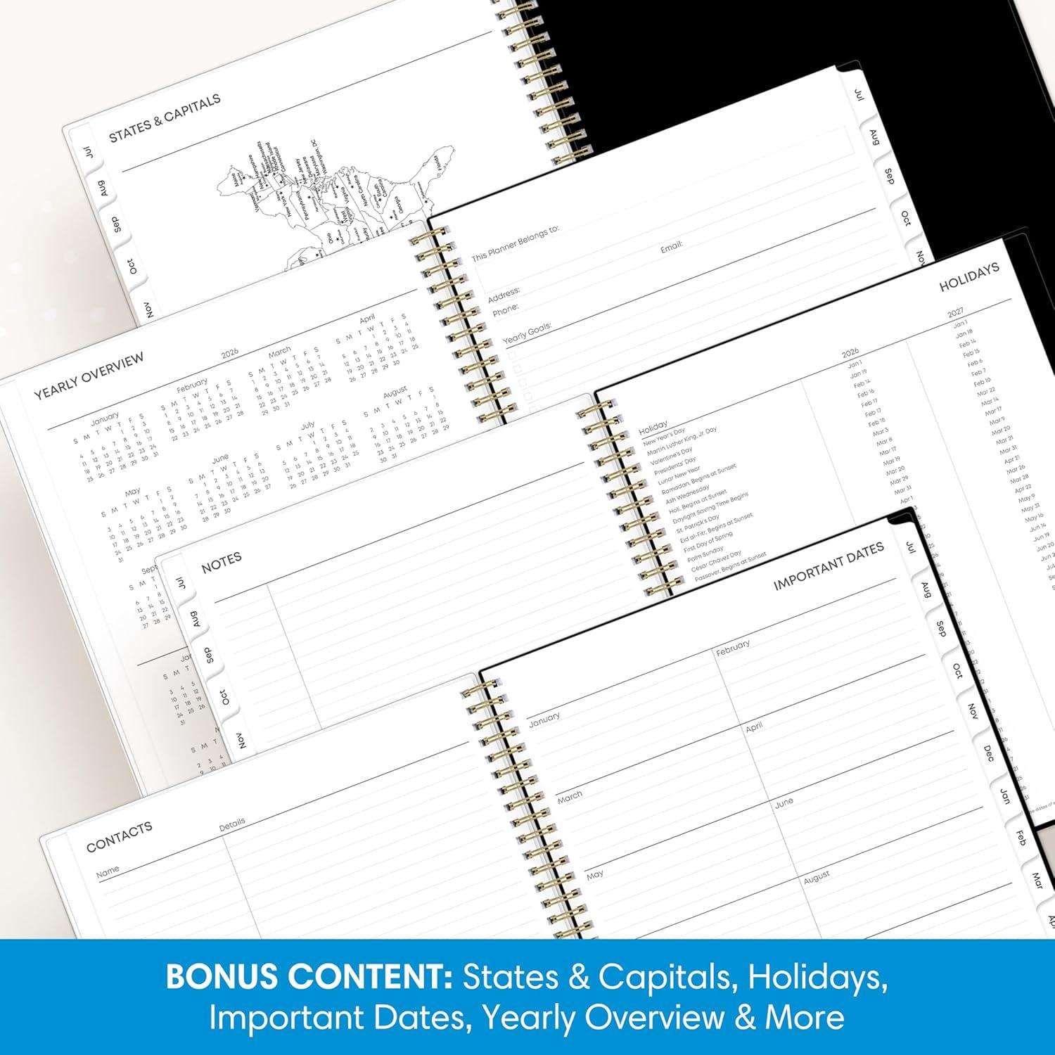 imageBlue Sky 20262027 Weekly and Monthly Academic Year Planner Calendar July 2026 June 2027 85 x 11 Flexible Cover Wirebound Laminated Tabs Storage Pocket PippiPippi 20262027