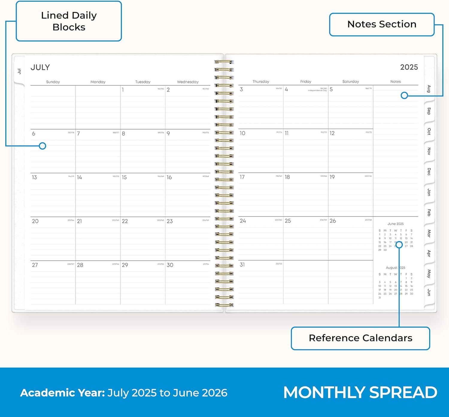 imageBlue Sky 20262027 Weekly and Monthly Academic Year Planner Calendar July 2026 June 2027 85 x 11 Flexible Cover Wirebound Laminated Tabs Storage Pocket GemmaGemma 20252026