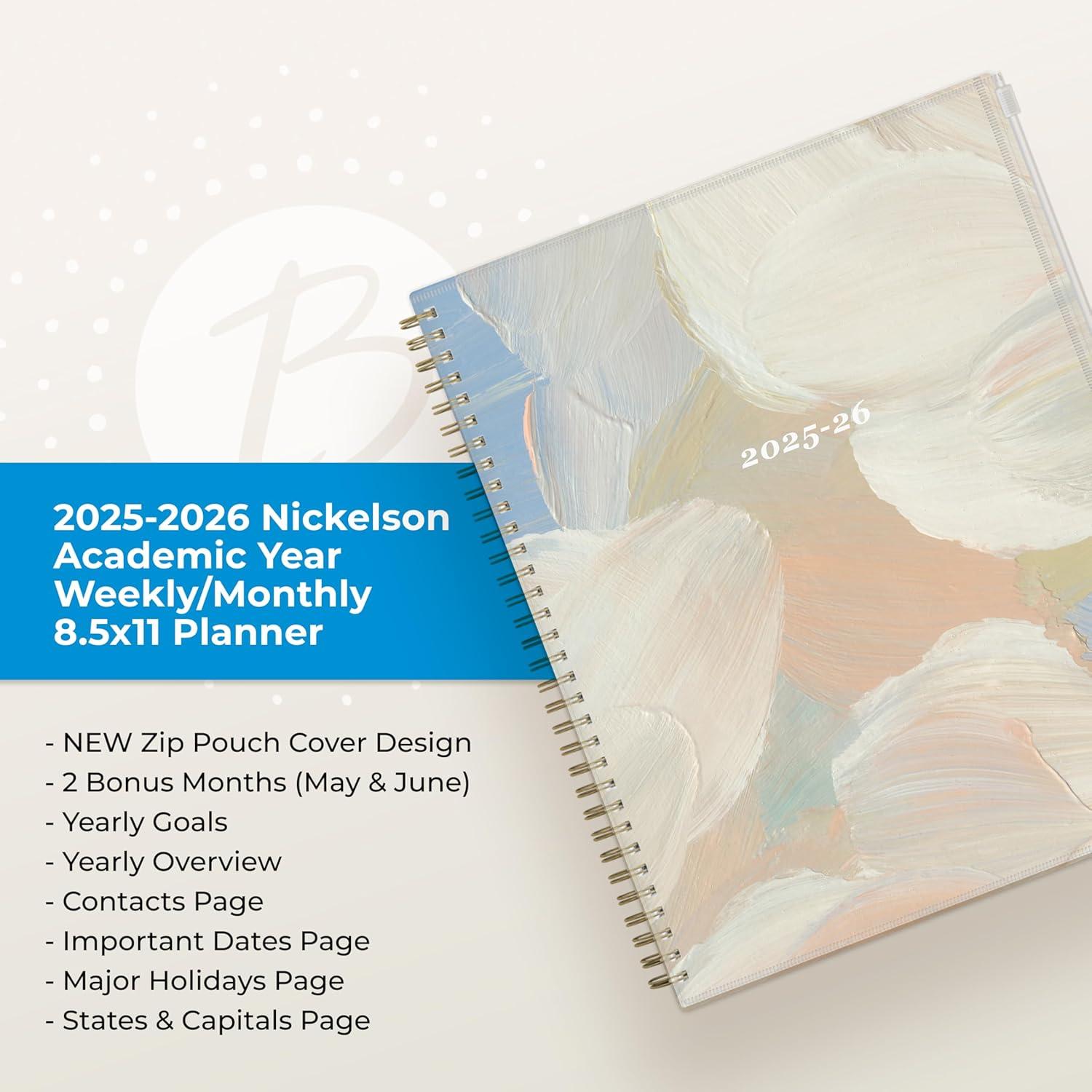imageBlue Sky 20262027 Weekly and Monthly Academic Year Planner Calendar July 2026 June 2027 85 x 11 Flexible Cover With Zip Pouch Wirebound Storage Pocket NickelsonNickelson 20252026