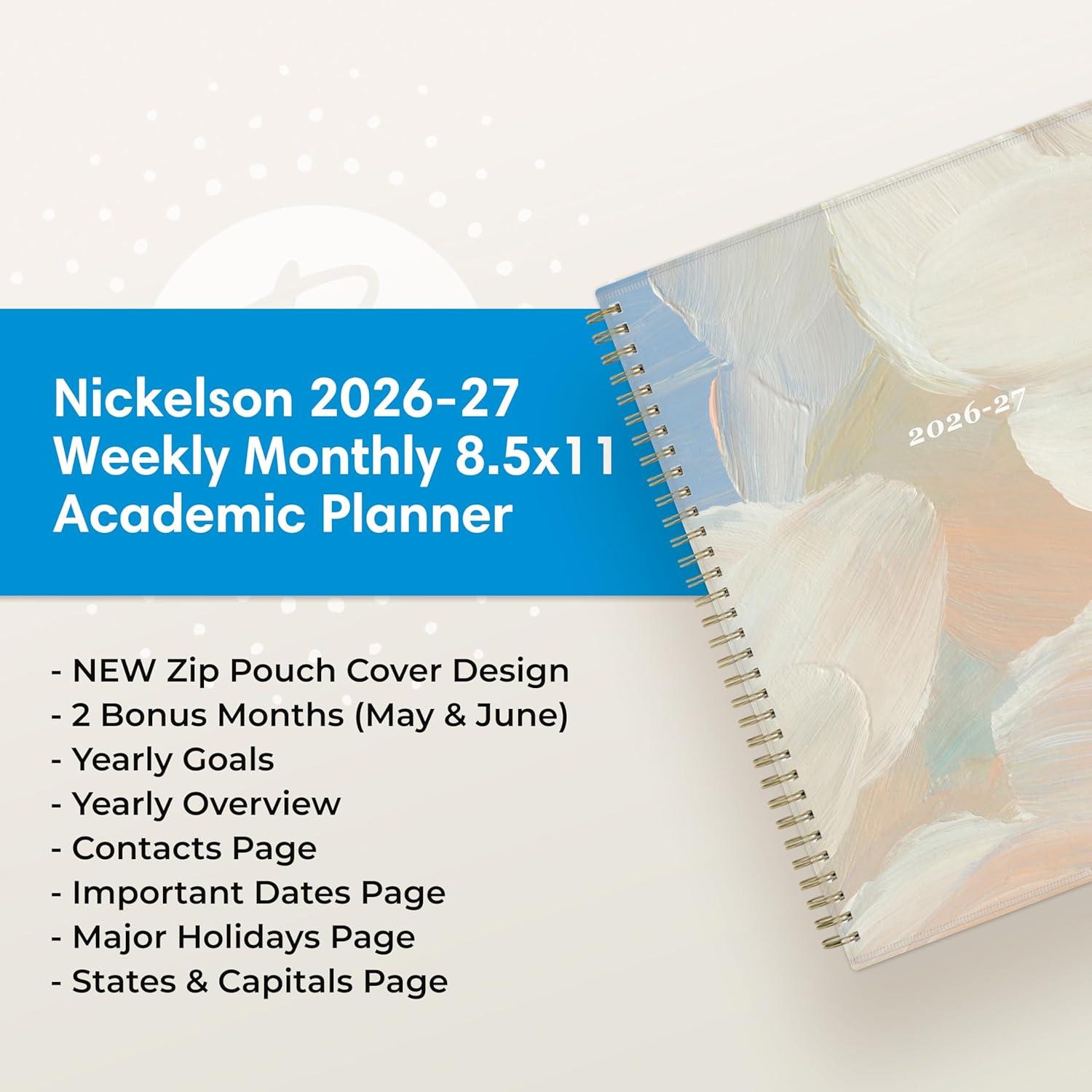 imageBlue Sky 20262027 Weekly and Monthly Academic Year Planner Calendar July 2026 June 2027 85 x 11 Flexible Cover With Zip Pouch Wirebound Storage Pocket NickelsonNickelson 20262027
