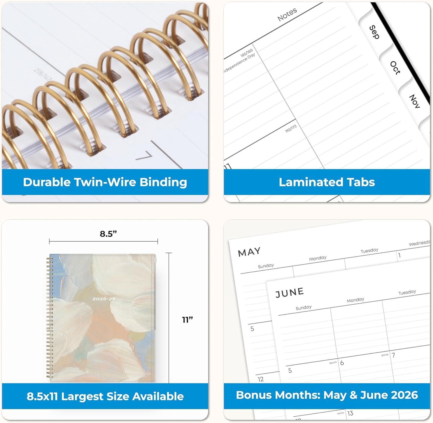 imageBlue Sky 20262027 Weekly and Monthly Academic Year Planner Calendar July 2026 June 2027 85 x 11 Flexible Cover With Zip Pouch Wirebound Storage Pocket NickelsonNickelson 20262027