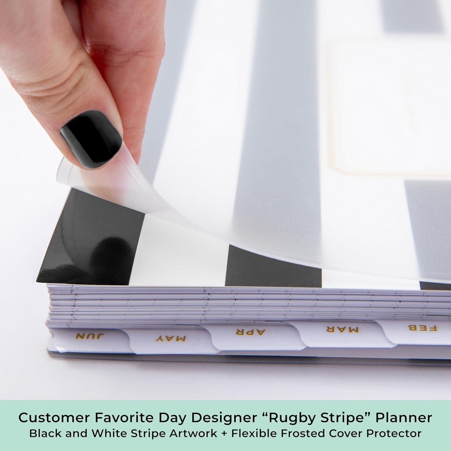 imageBlue Sky Day Designer 20262027 Daily and Monthly Academic Year Planner Calendar July 2026 June 2027 8 x 10 Flexible Cover Laminated Tabs Storage Pocket Includes Stickers Black StripeBlack Stripe 20262027