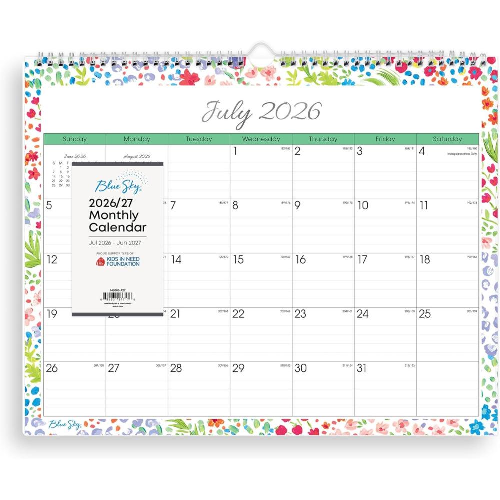 imageBlue Sky 20262027 Monthly Academic Year Wall Calendar July 2026 June 2027 15 x 12 Durable Twin Wire Binding Perfect For Home Office And Classroom Ditsy Dapple LightDitsy Dapple Light 20262027