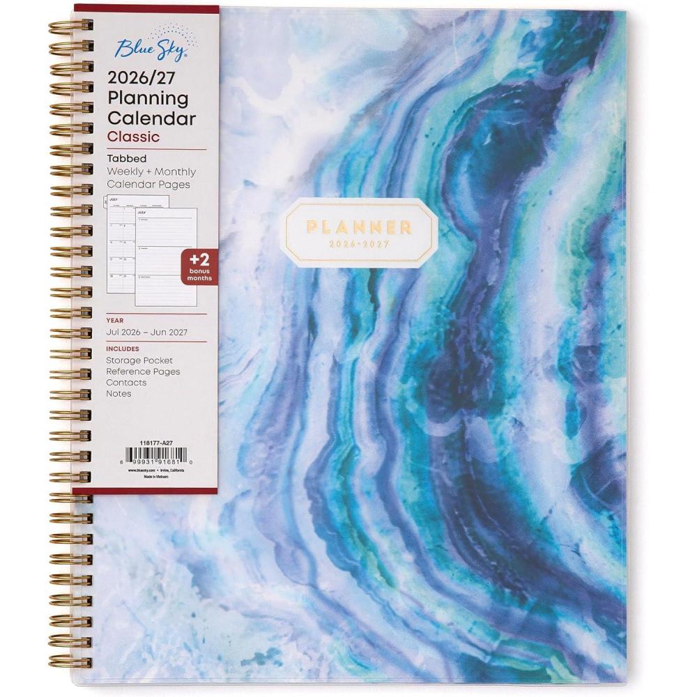 imageBlue Sky 20262027 Weekly and Monthly Academic Year Planner Calendar July 2026 June 2027 85 x 11 Flexible Cover Wirebound Laminated Tabs Storage Pocket GemmaGemma 20262027